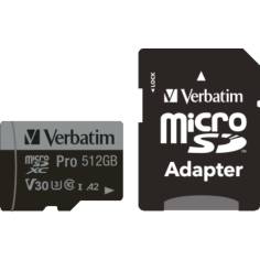 Verbatim microSDXC Pro     512GB Class 10 UHS-I incl adatt. 2