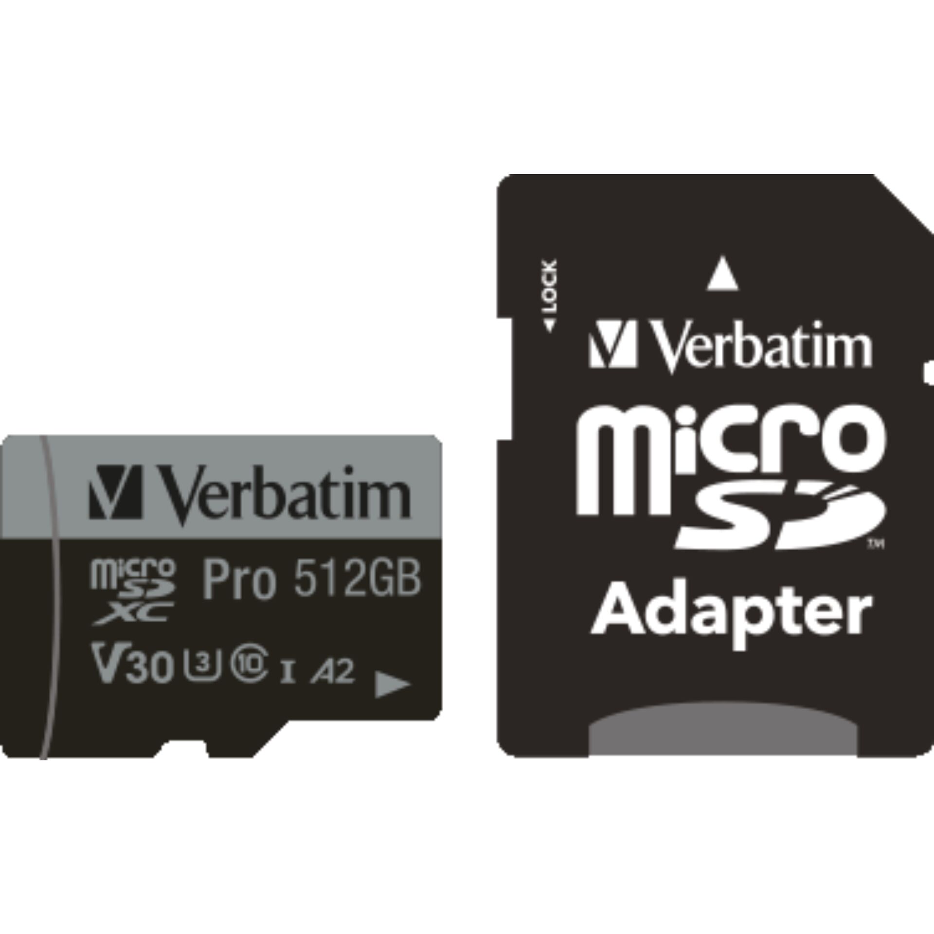 Verbatim microSDXC Pro     512GB Class 10 UHS-I incl adatt.