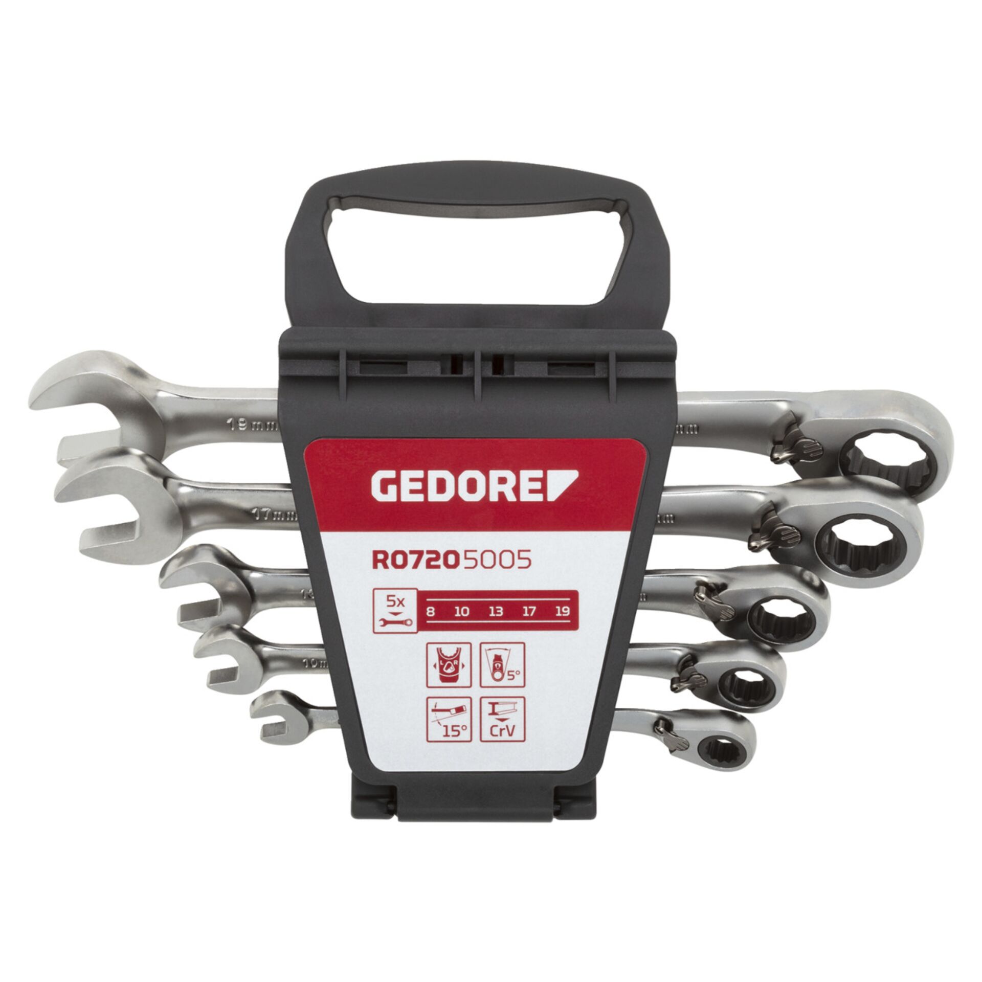 GEDORE red Combination Ratchet open-end Spanner Set  5-piece