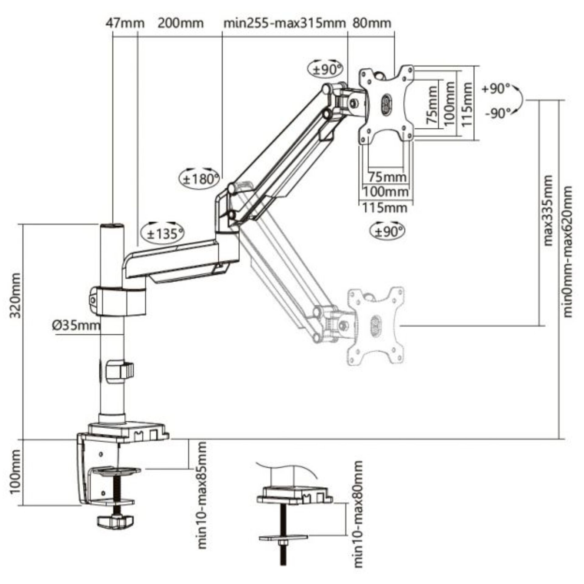 Equip 17 -32  Articulating Monitor Desk Mount Bracket