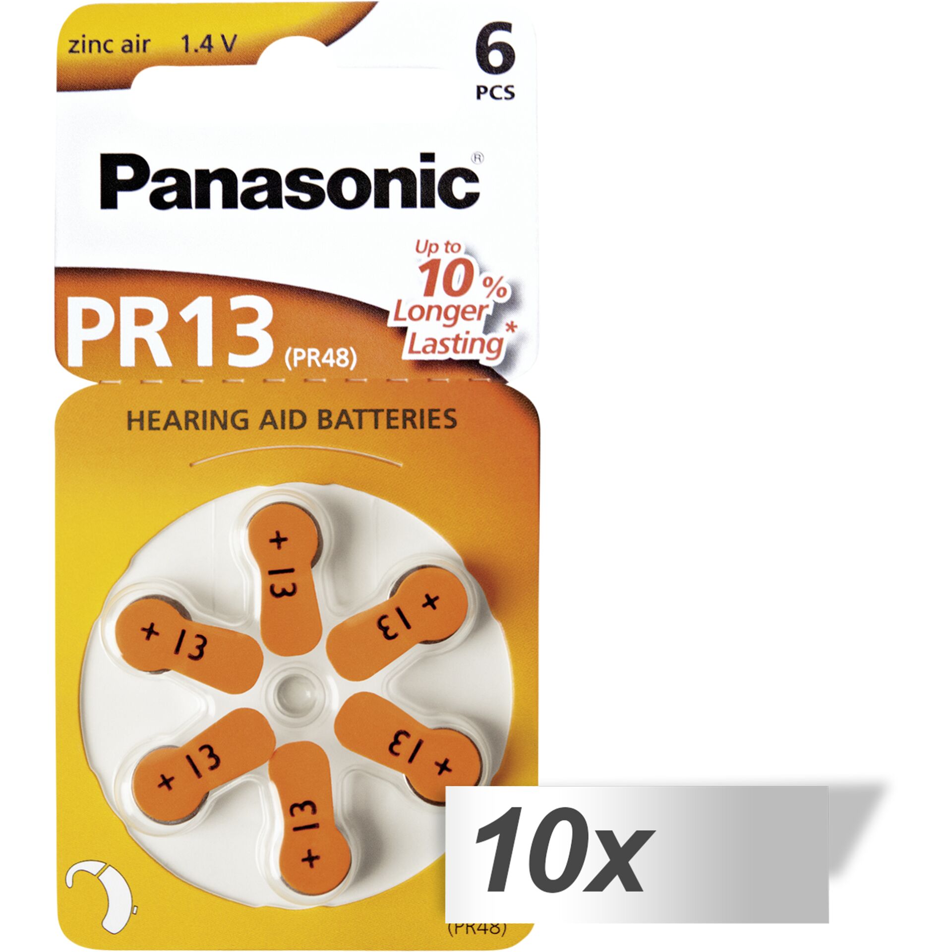 10x1 Panasonic PR 13 batt. zinco per apparecchi acustici set