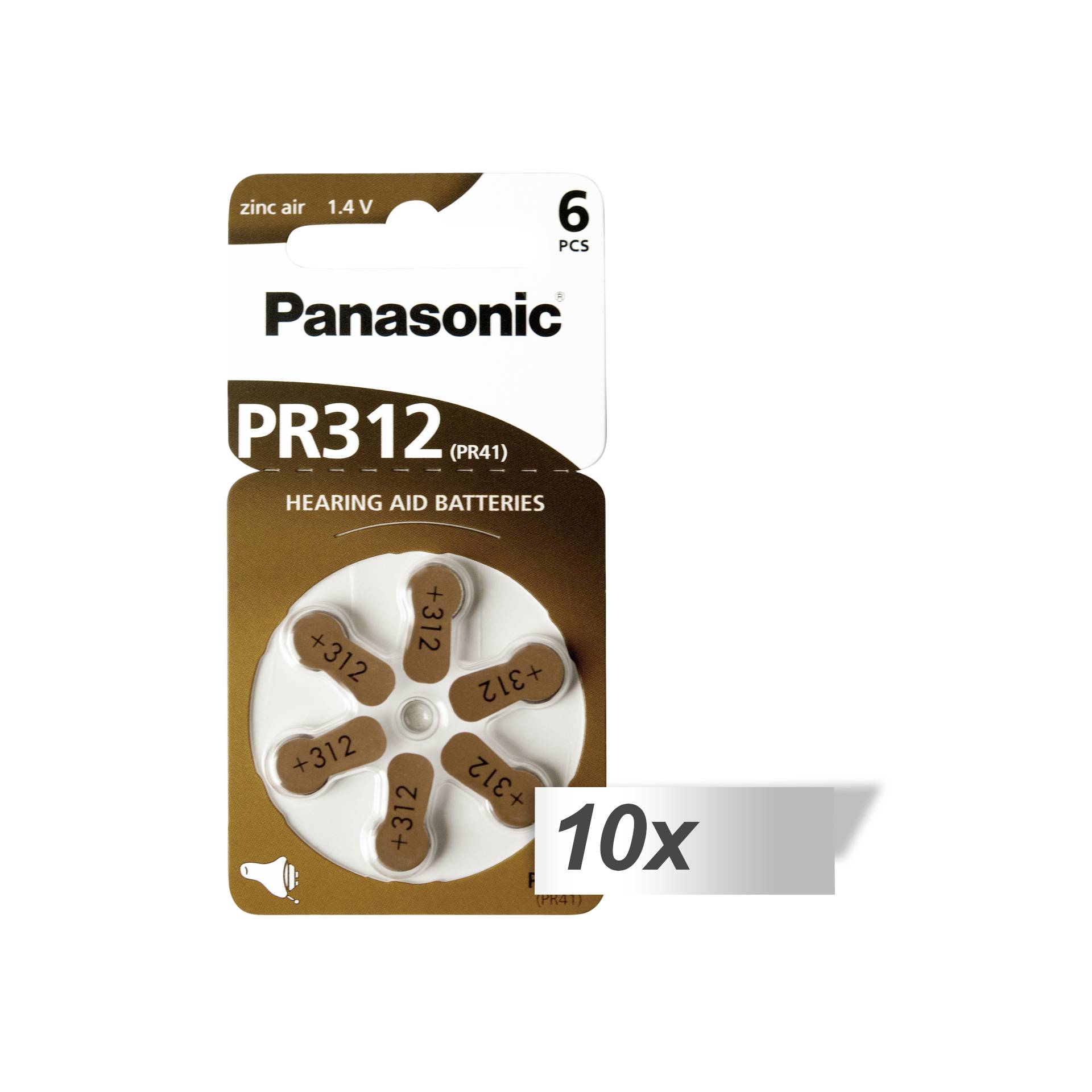 10x1 Panasonic PR 312 batt. zinc per apparecchi acustici set