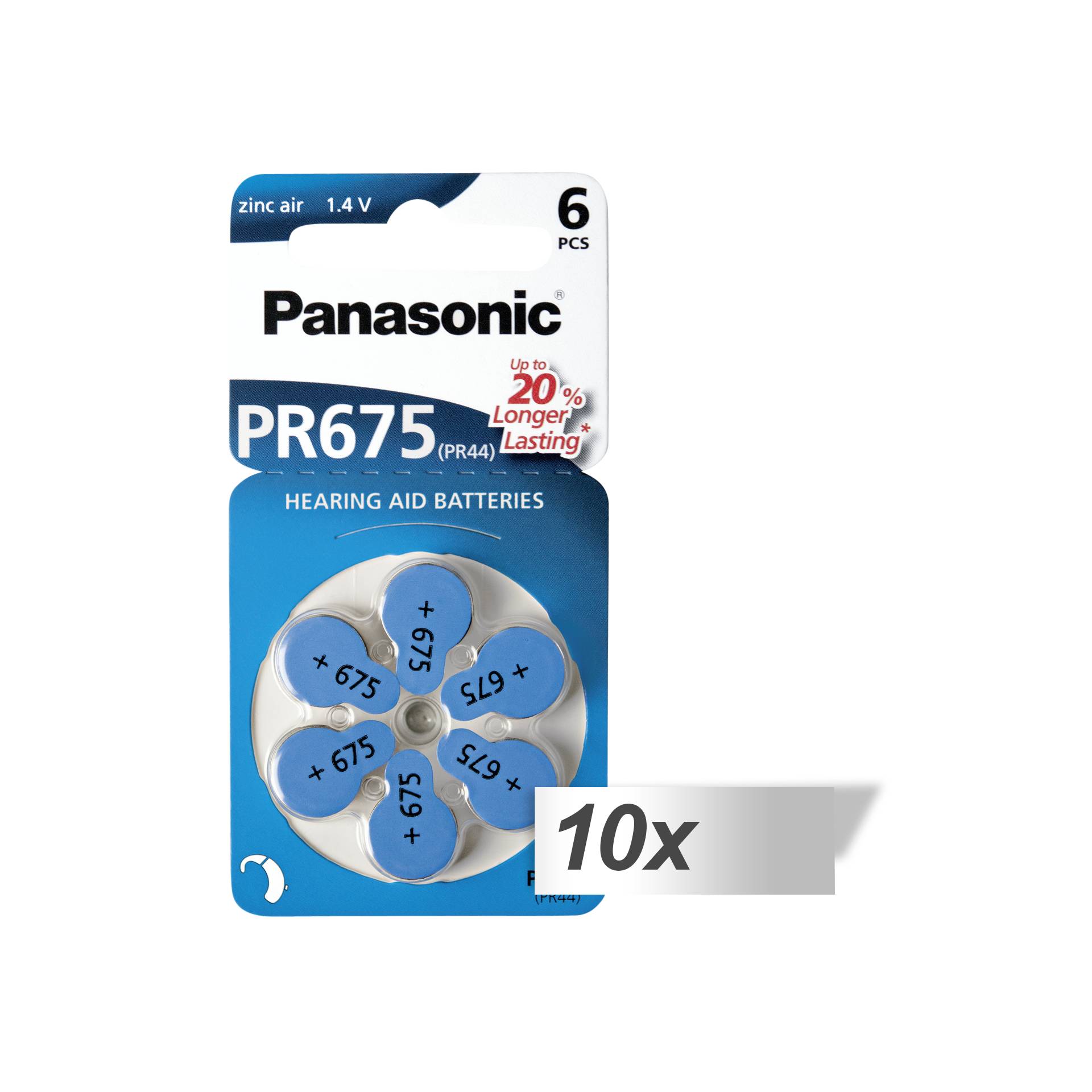 10x1 Panasonic PR 675 batt. zinc per apparecchi acustici set