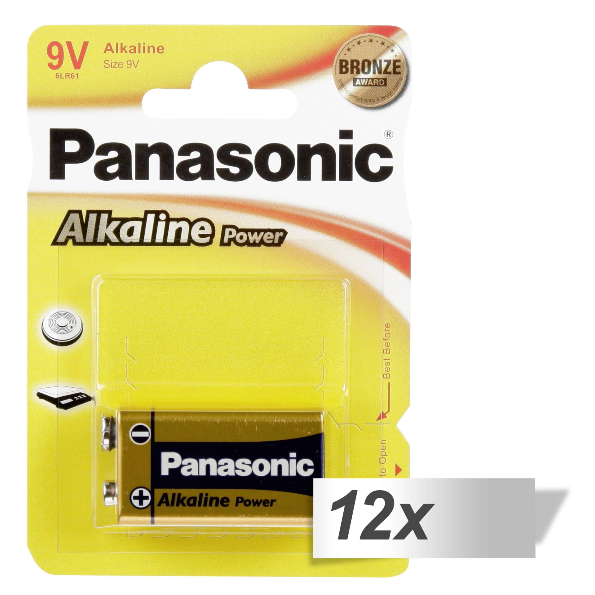 12x1 Panasonic alcaline Power blocco 9V