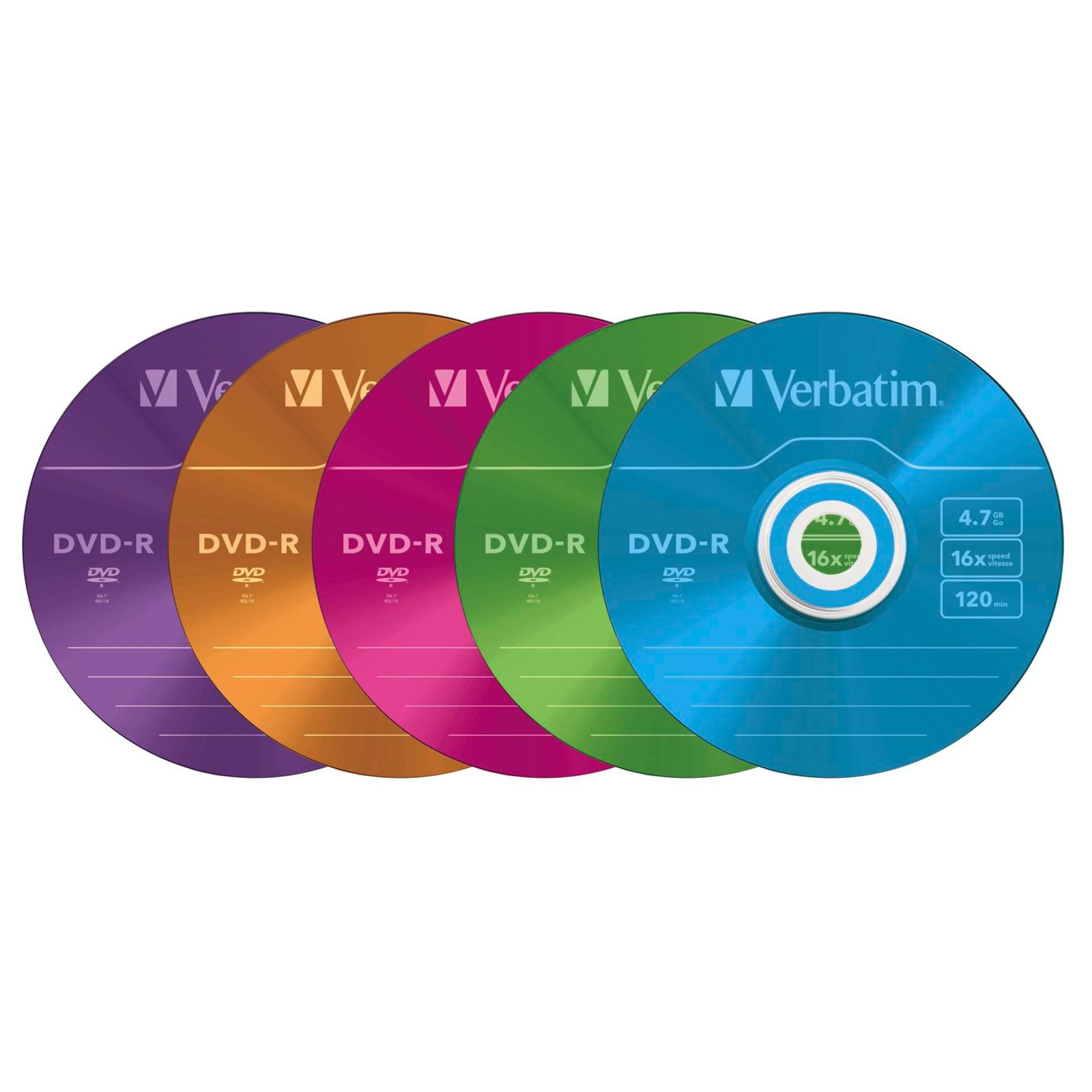 20x5 Verbatim DVD-R 4,7GB Colour 16x Speed, Slim custodia