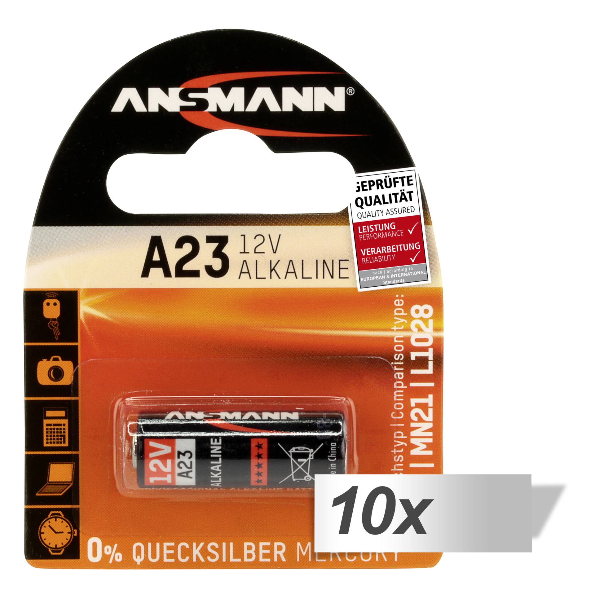 10x1 Ansmann Alcaline A23 12 V per telecomando