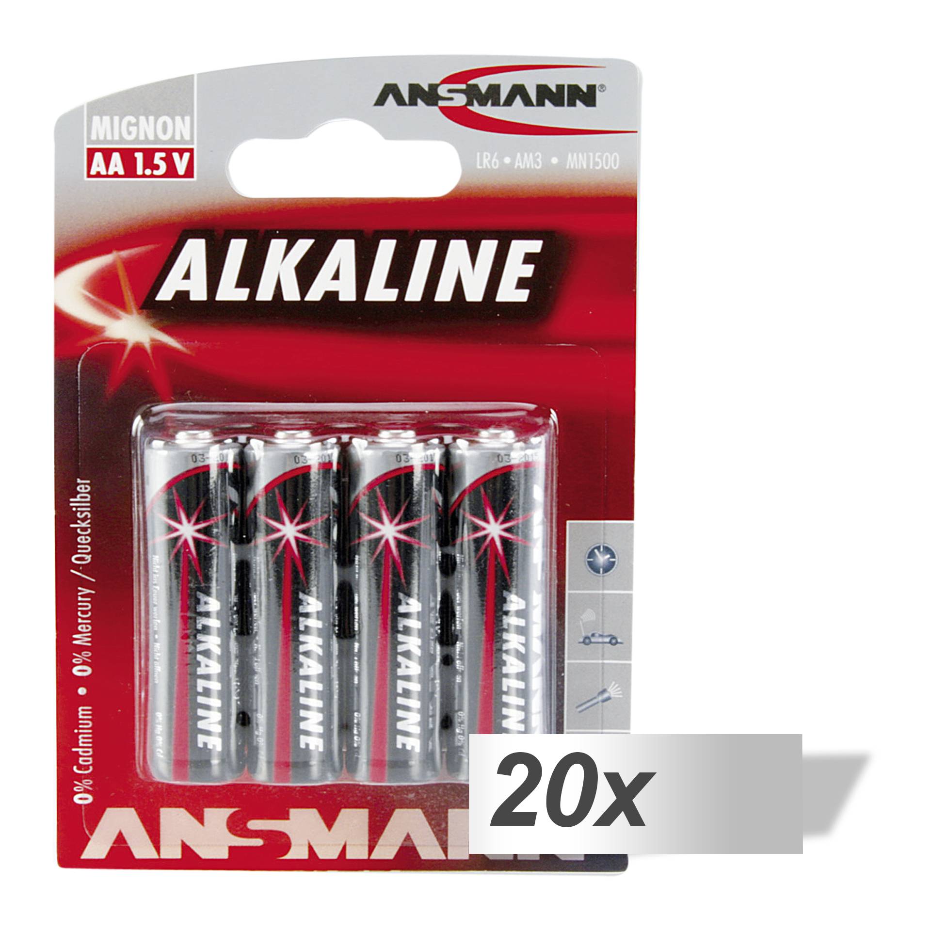 20x4 Ansmann Alkaline Mignon AA LR 6 red-line           5015