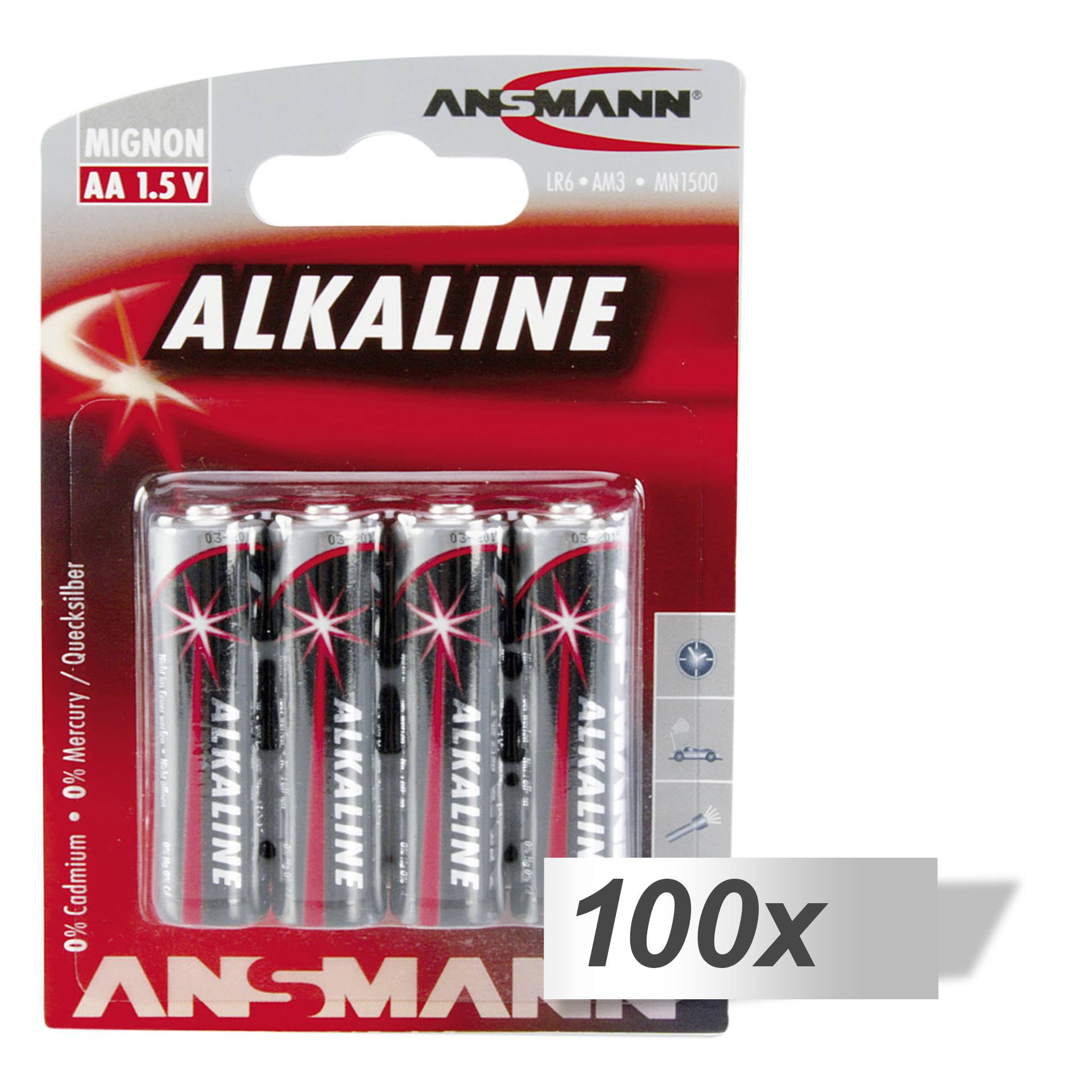 100x4 Ansmann Alcaline Mignon AA LR 6 red-line            50