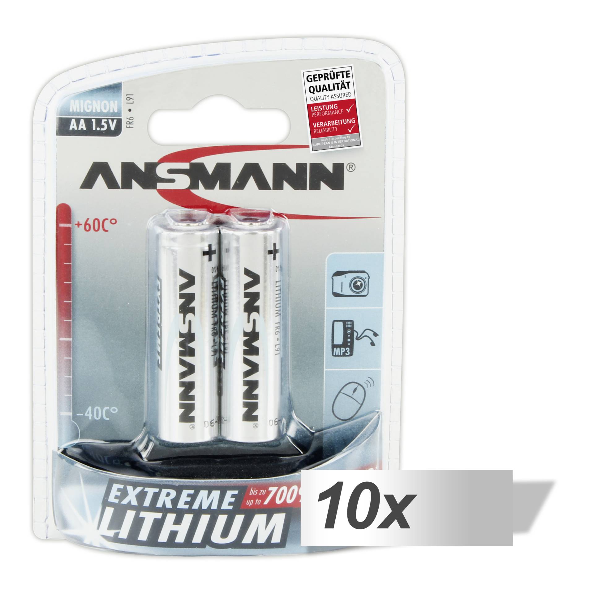 10x2 Ansmann litio Mignon AA LR 6 Extreme