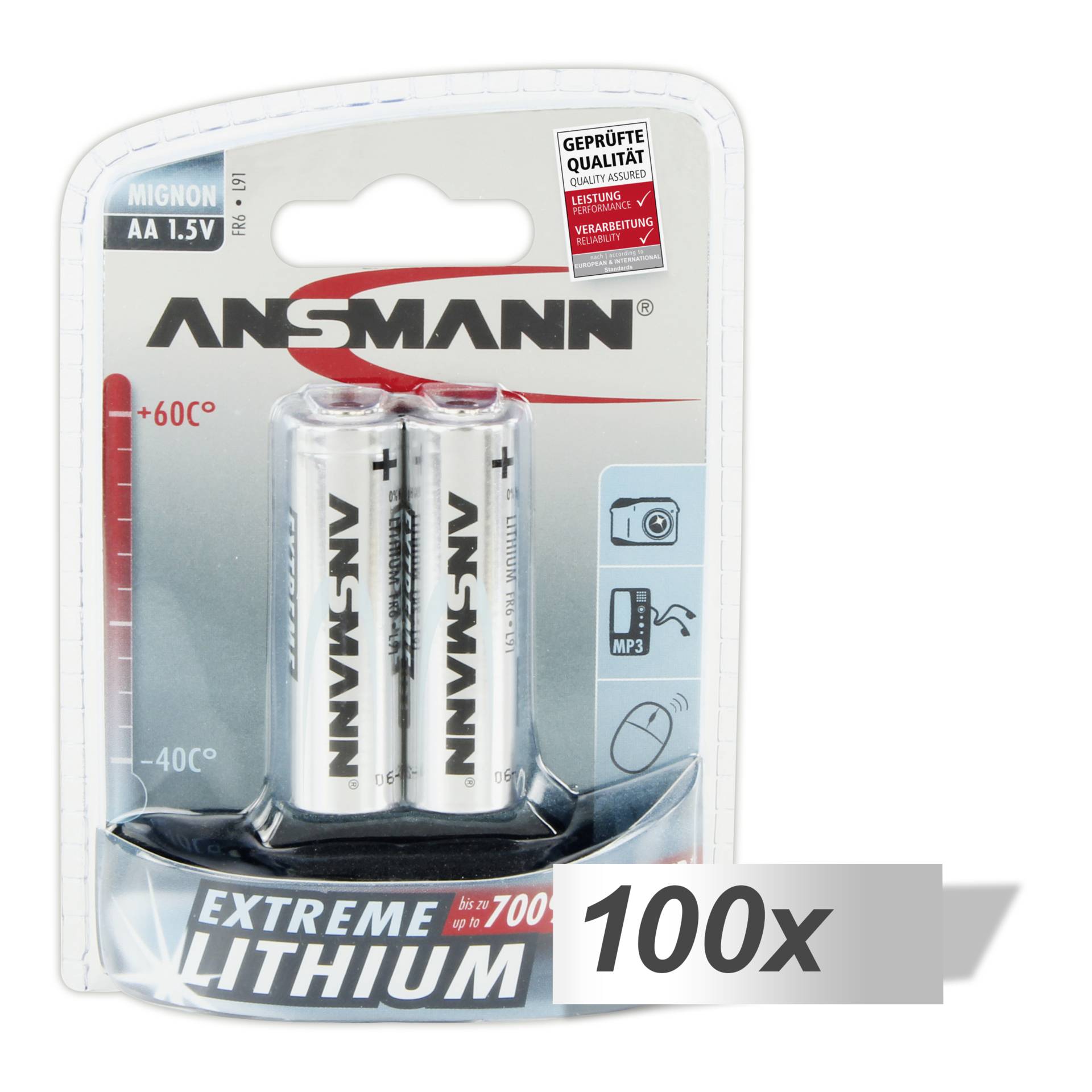 100x2 Ansmann Litio Mignon AA LR 6 Extreme