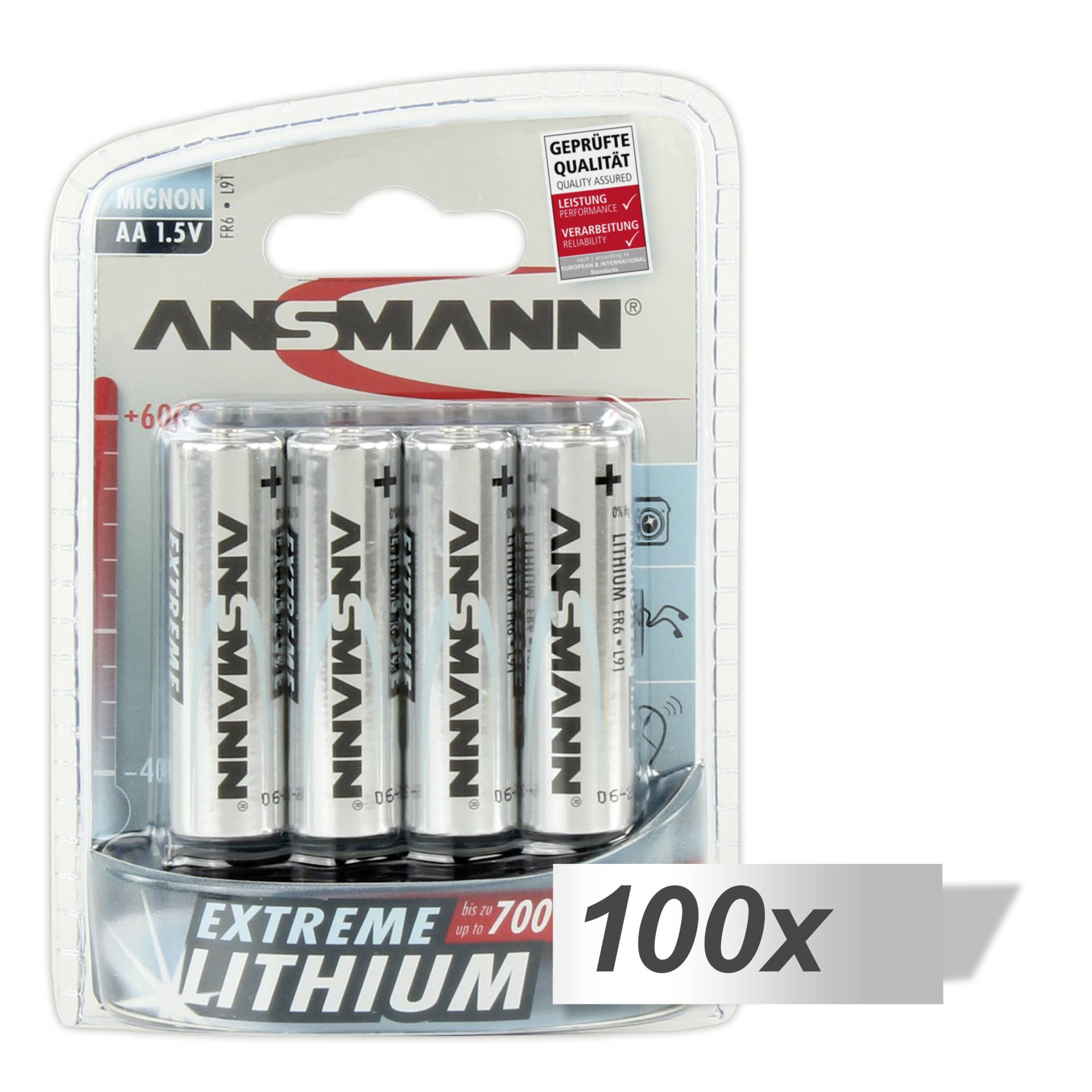 100x4 Ansmann Extreme litio Mignon AA LR 6