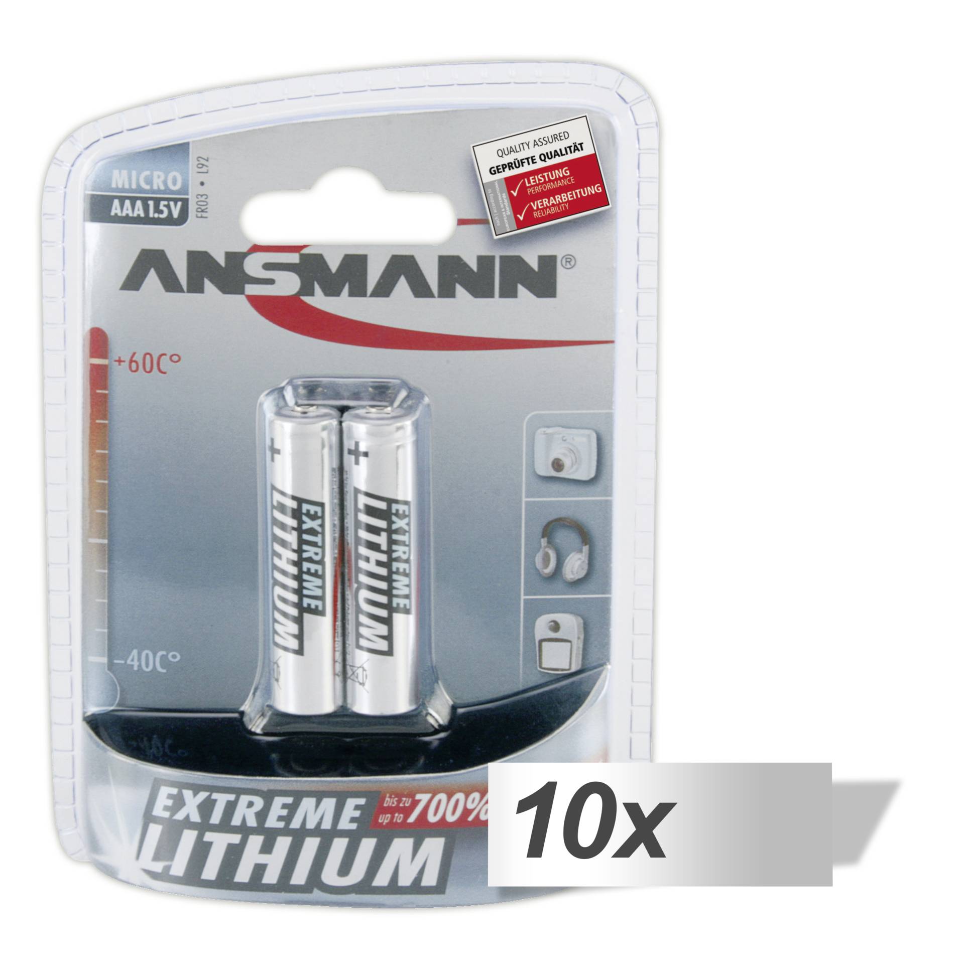 10x2 Ansmann Litio Micro AAA LR 03 Extreme