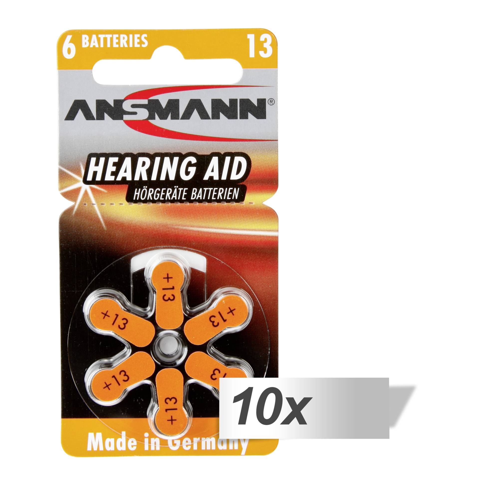 10x6 Ansmann zinco aria 13(PR48) batteria apparecchi acustic