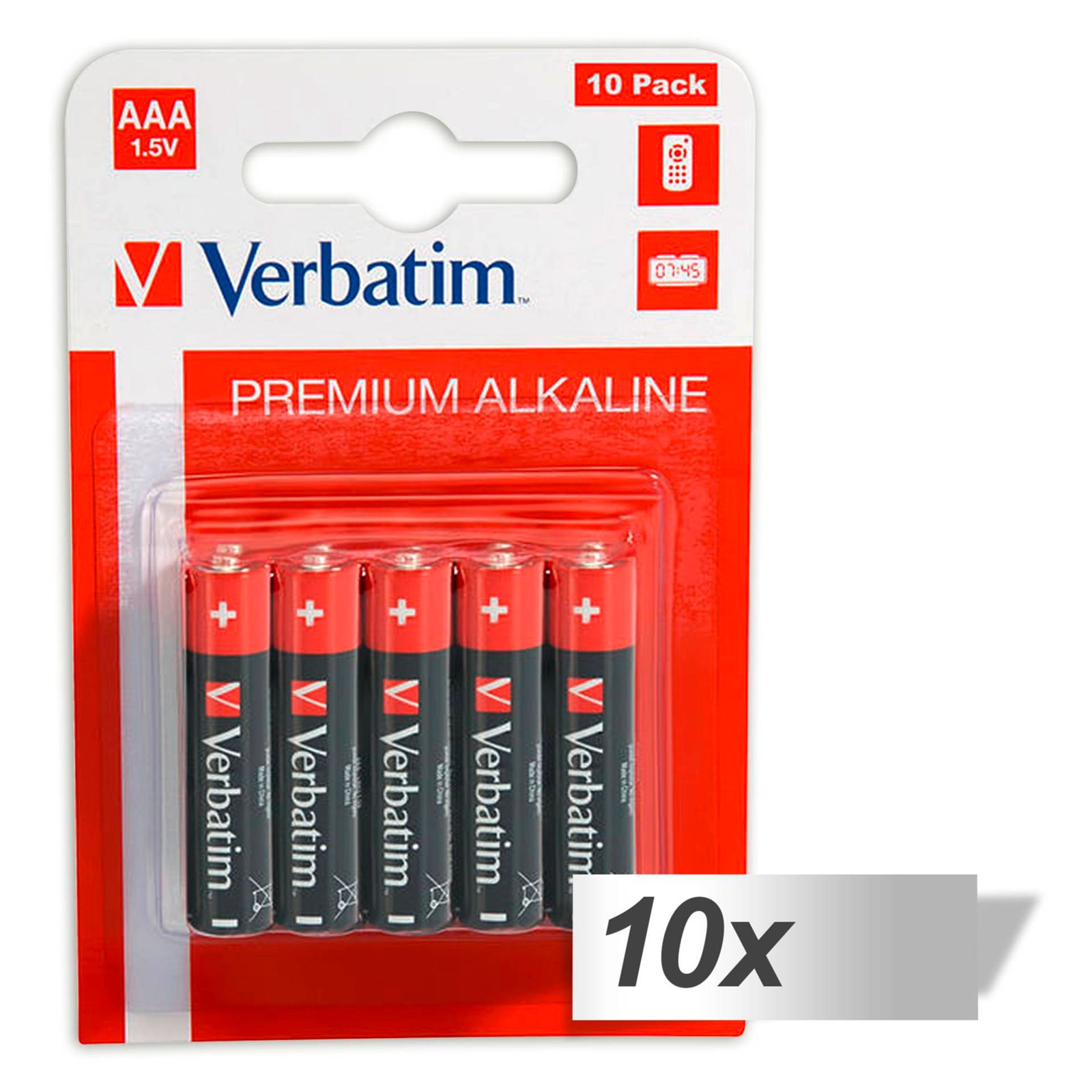 10x10 Verbatim batterie alcaline Micro AAA LR 03