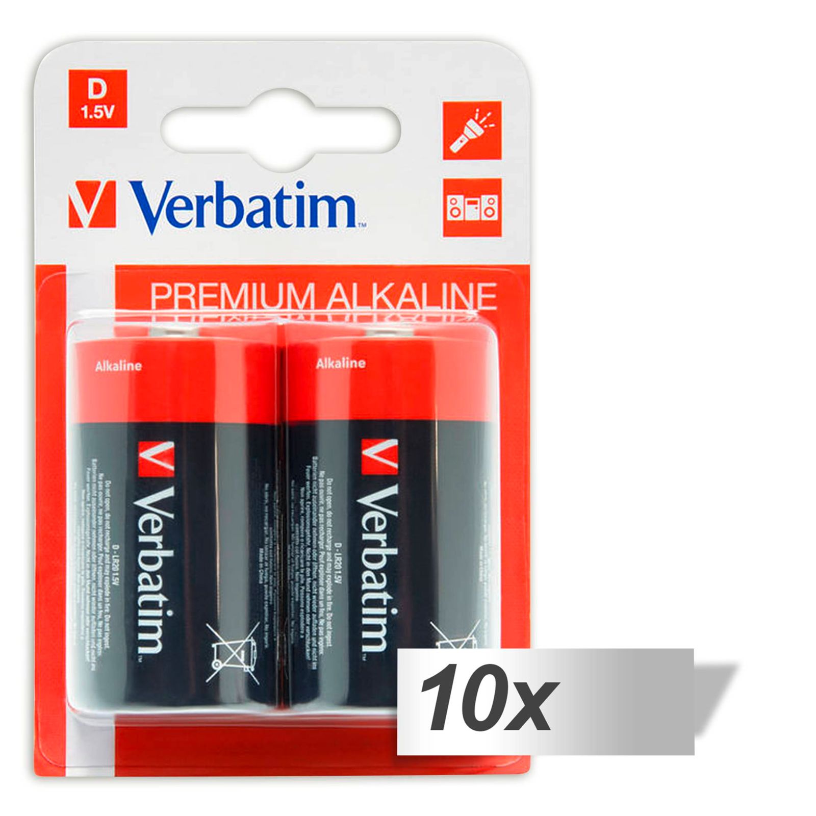 10x2 Verbatim batterie alcaline Mono D LR 20               4