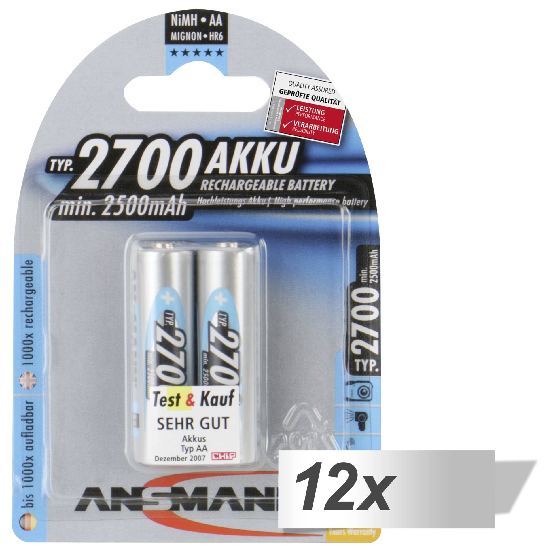 12x2 Ansamann batt. 2700 Mignon AA 2500 mAh