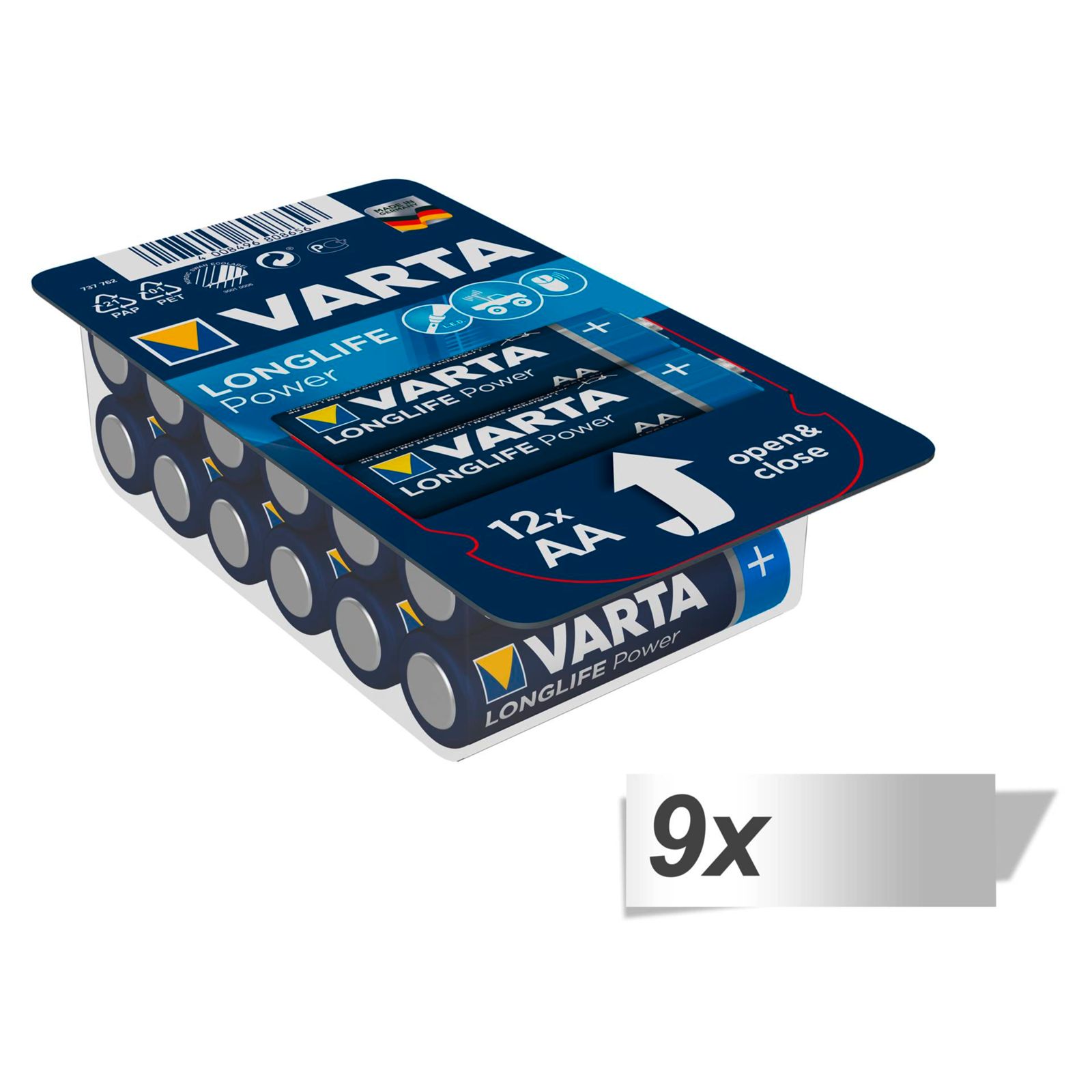 9x12 Varta Longlife Power AA LR 6 Ready-To-Sell Tray Big Box