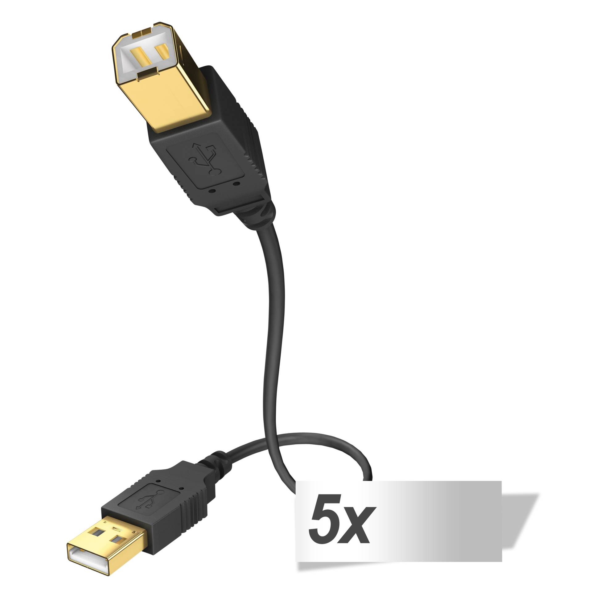 5x in-akustik Premium High Speed USB A / B 2.0 1,0 m
