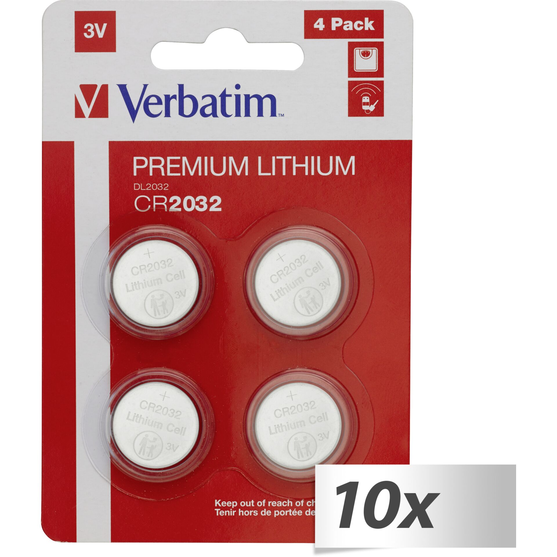 10x4 Verbatim CR 2032 batterie litio     49533