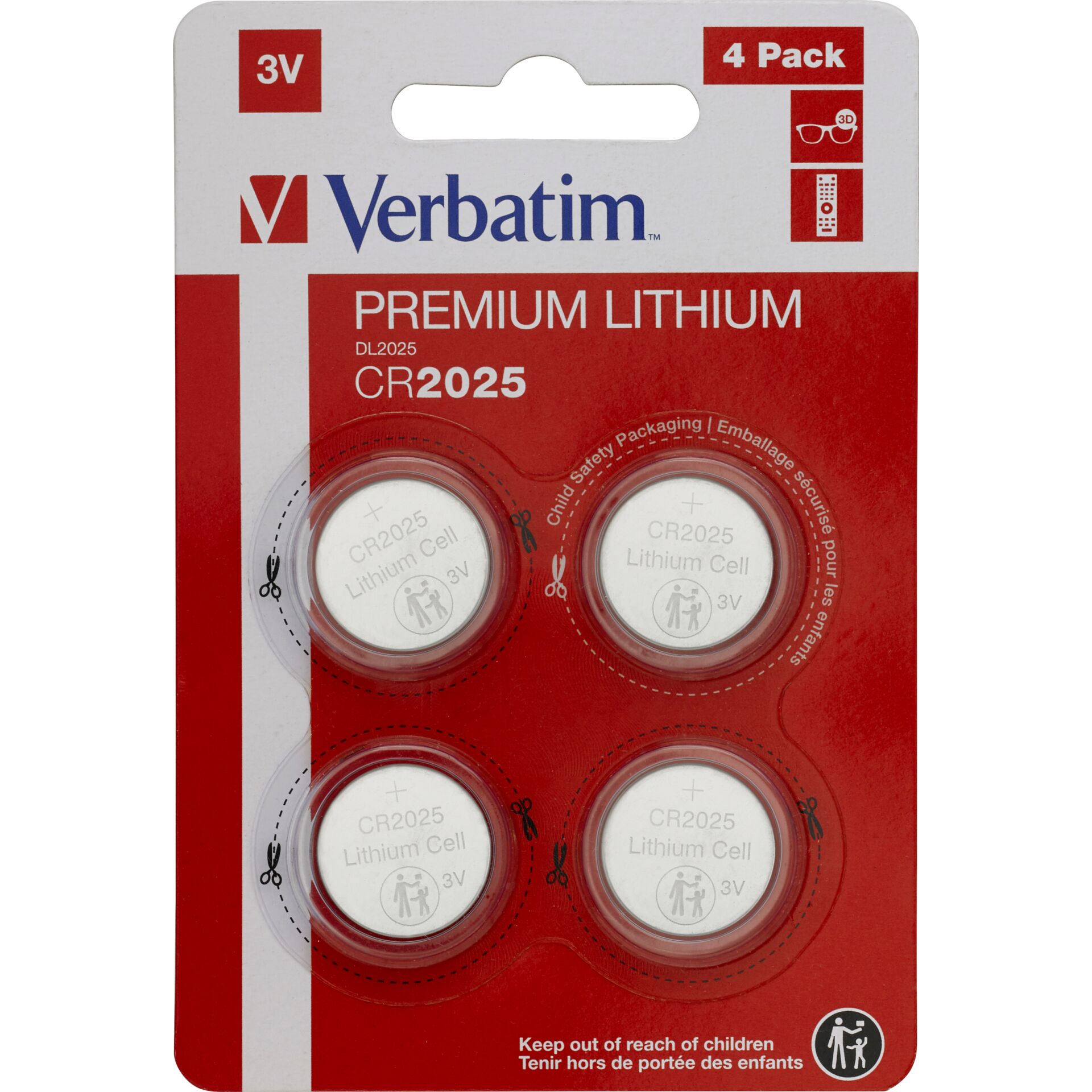 1x4 Verbatim CR 2025 batterie al litio          49532