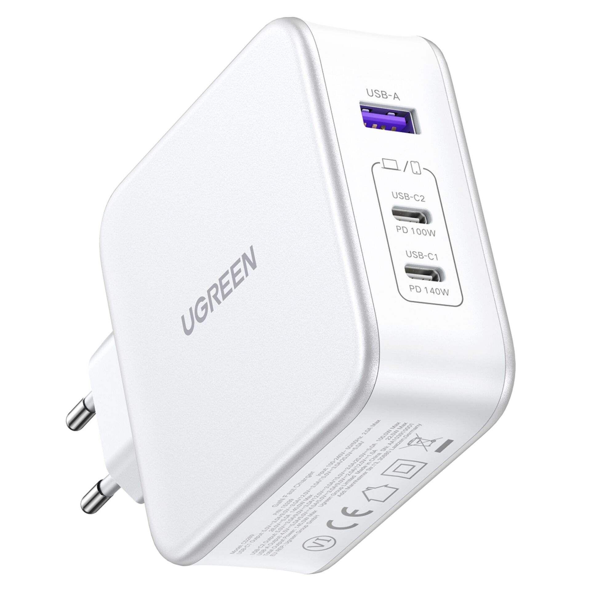 UGREEN Nexode USB-A+2*USB-C 140W GaN Fast Charger+USB-C cavo