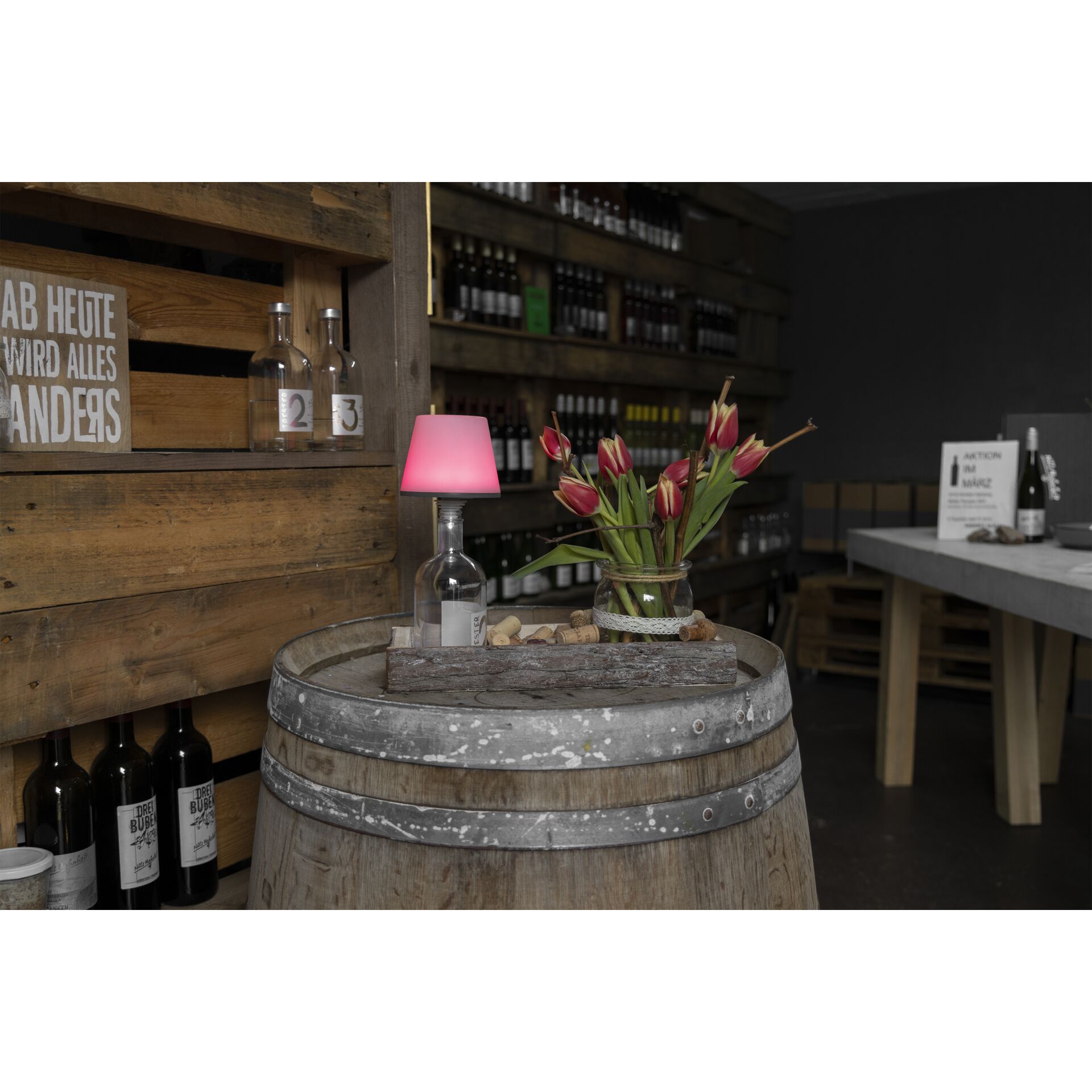 REV LED lampada bottiglia con batt. Lamprusco bianco caldo&R