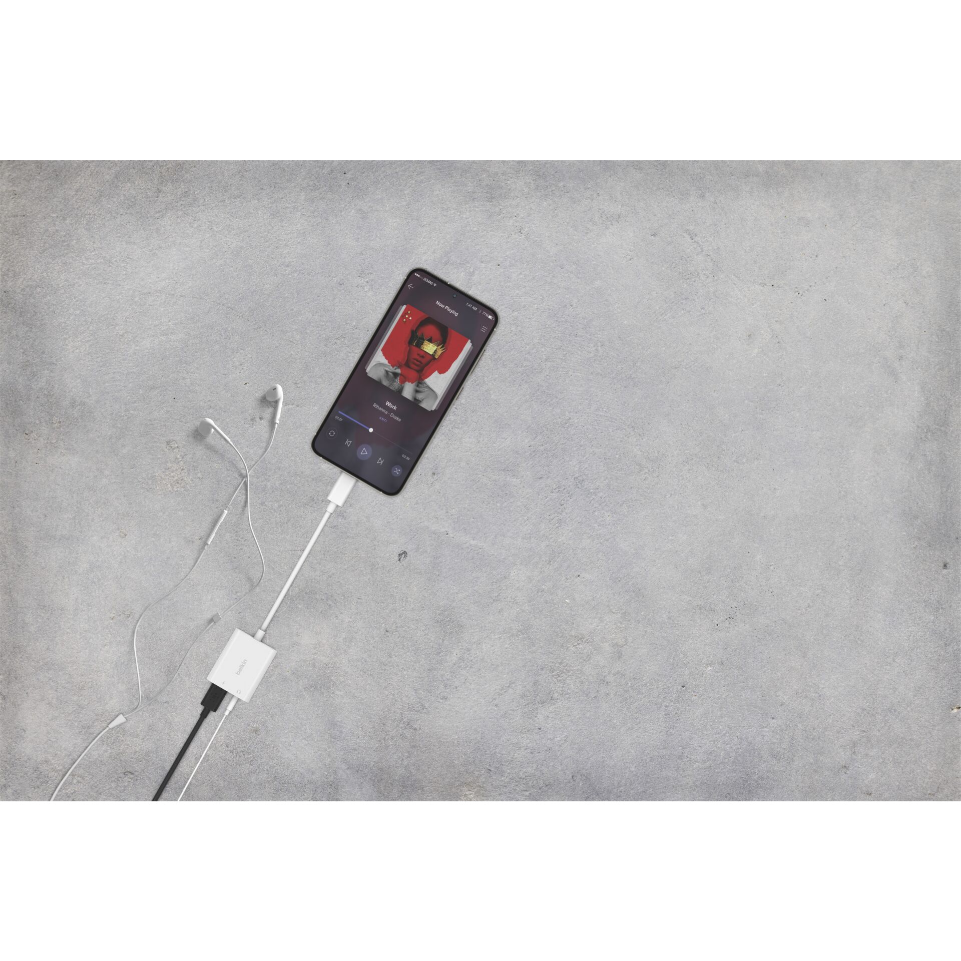 Belkin RockStar 3,5mm adatt.ric. audio e USB-C bianco NPA004