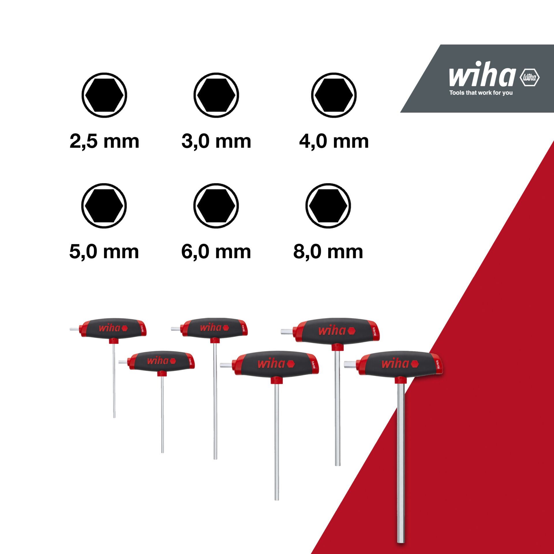 Wiha set chiavi a brugola impugnatura a T ComfortGrip