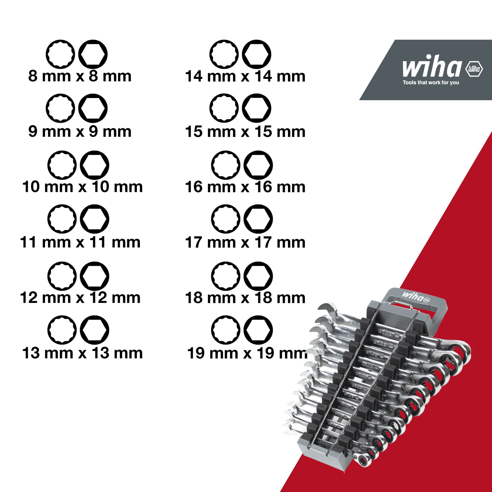 Wiha ring ratchet open-end spanner Set