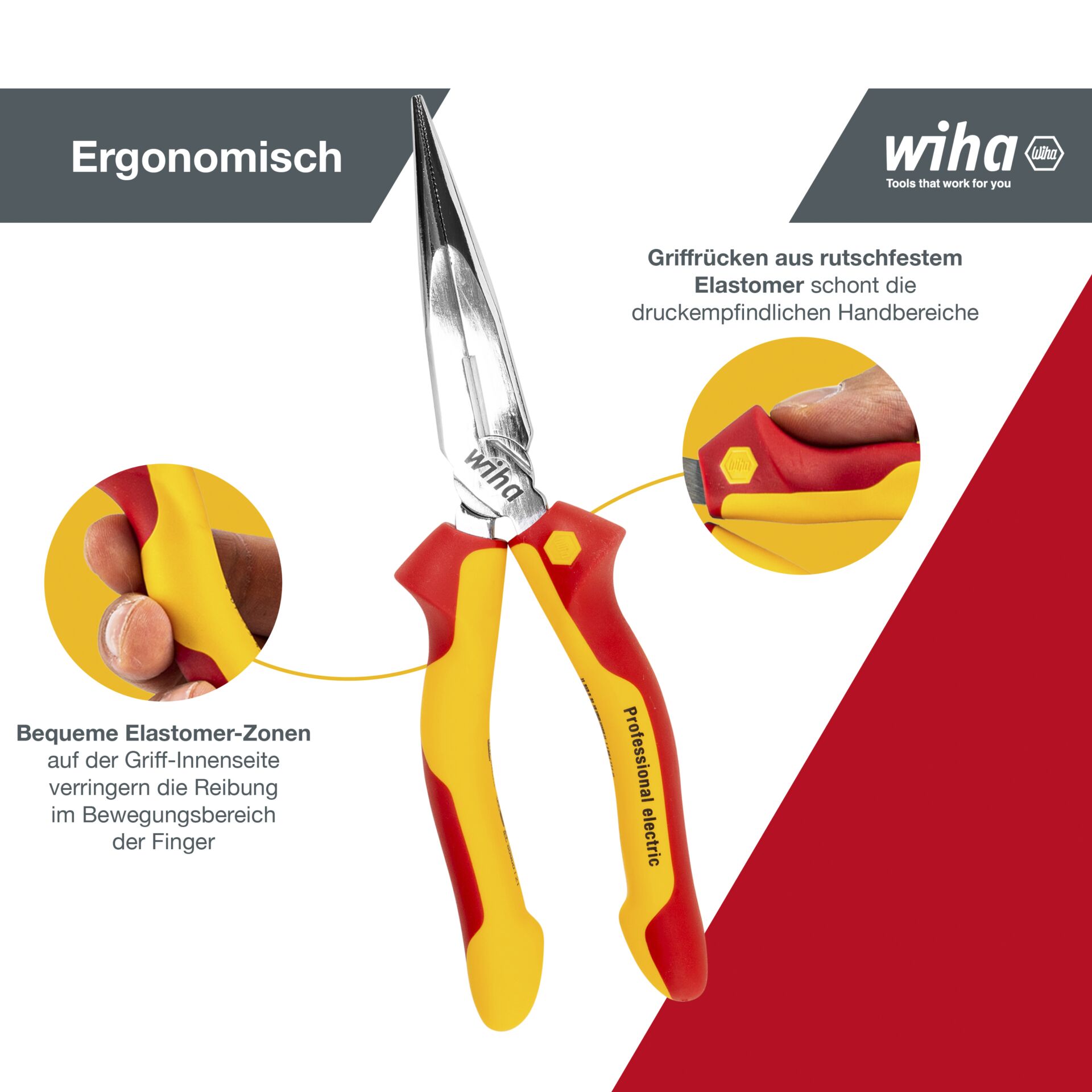 Wiha pinza a becchi mezzotondi Professional electric