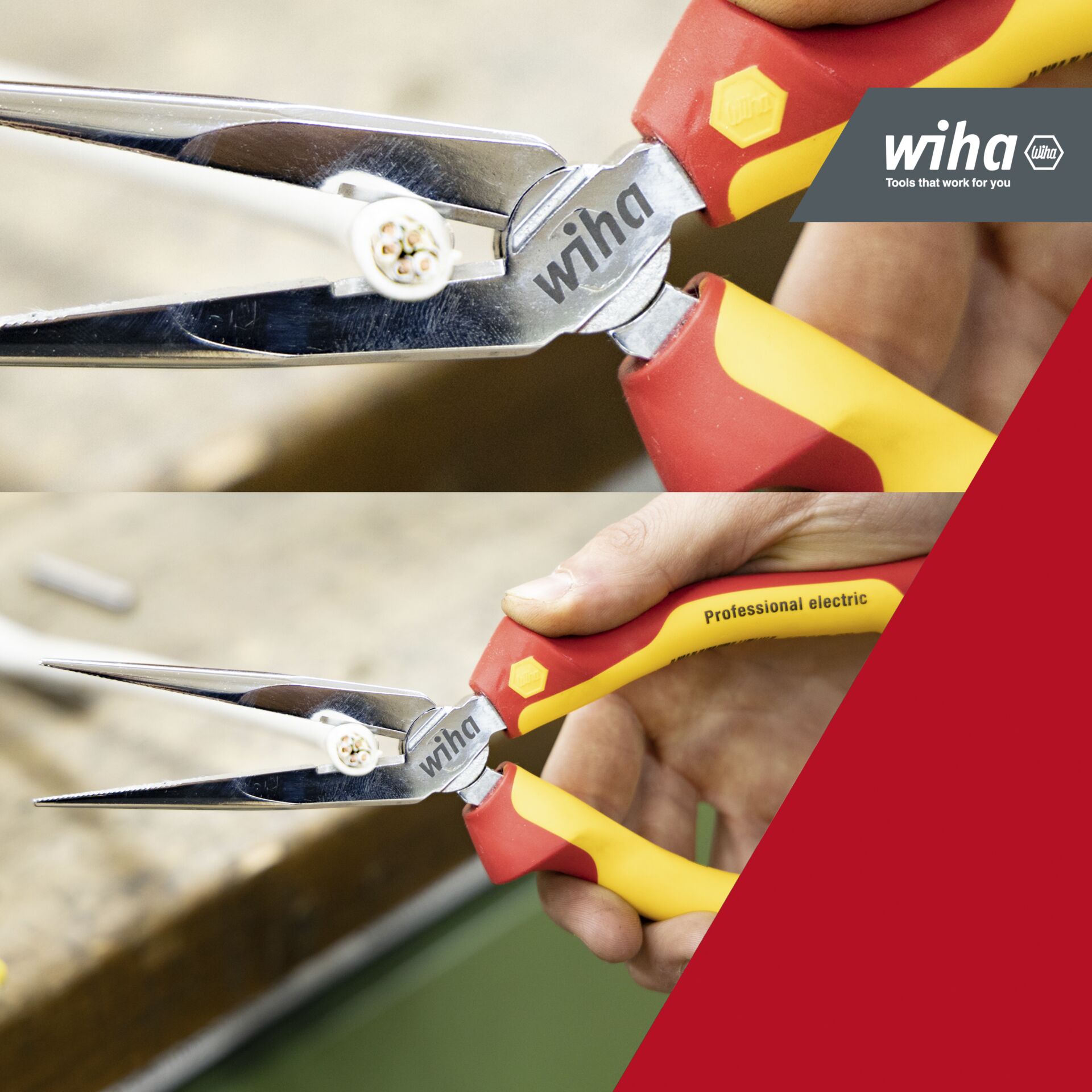 Wiha pinza a becchi mezzotondi Professional electric