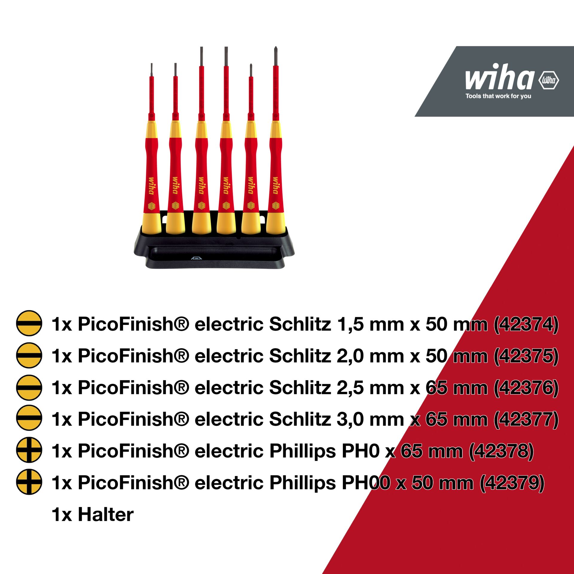 Wiha set di giravite di precisione PicoFinish electric