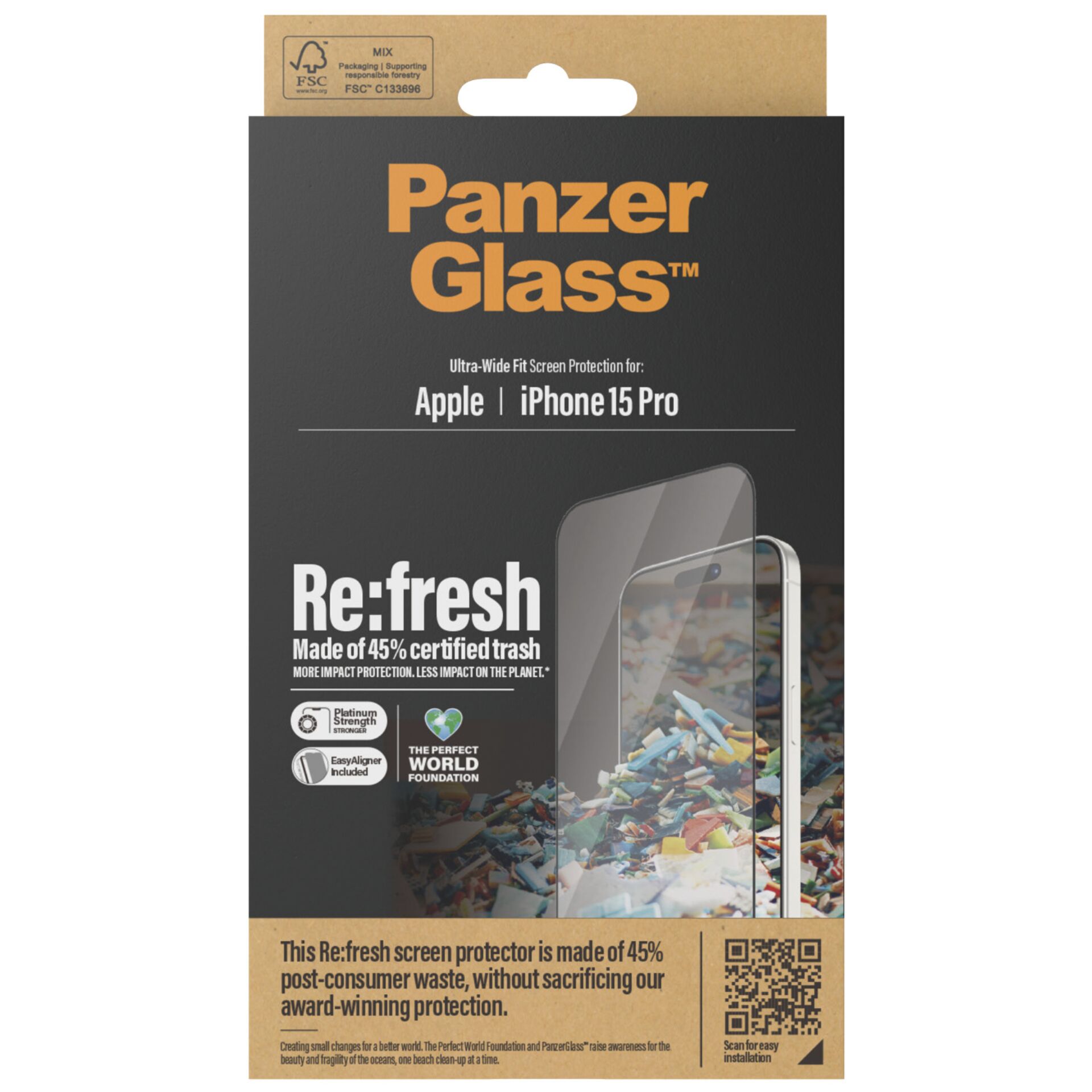 PanzerGlass Screen Protector Recycled Glass clear iP 15 Pro