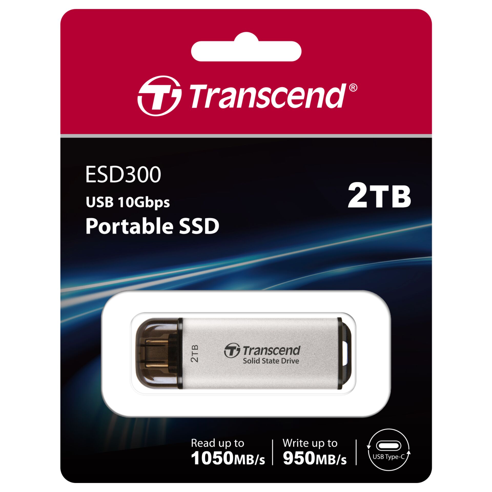 Transcend SSD ESD300S        2TB USB-C argento