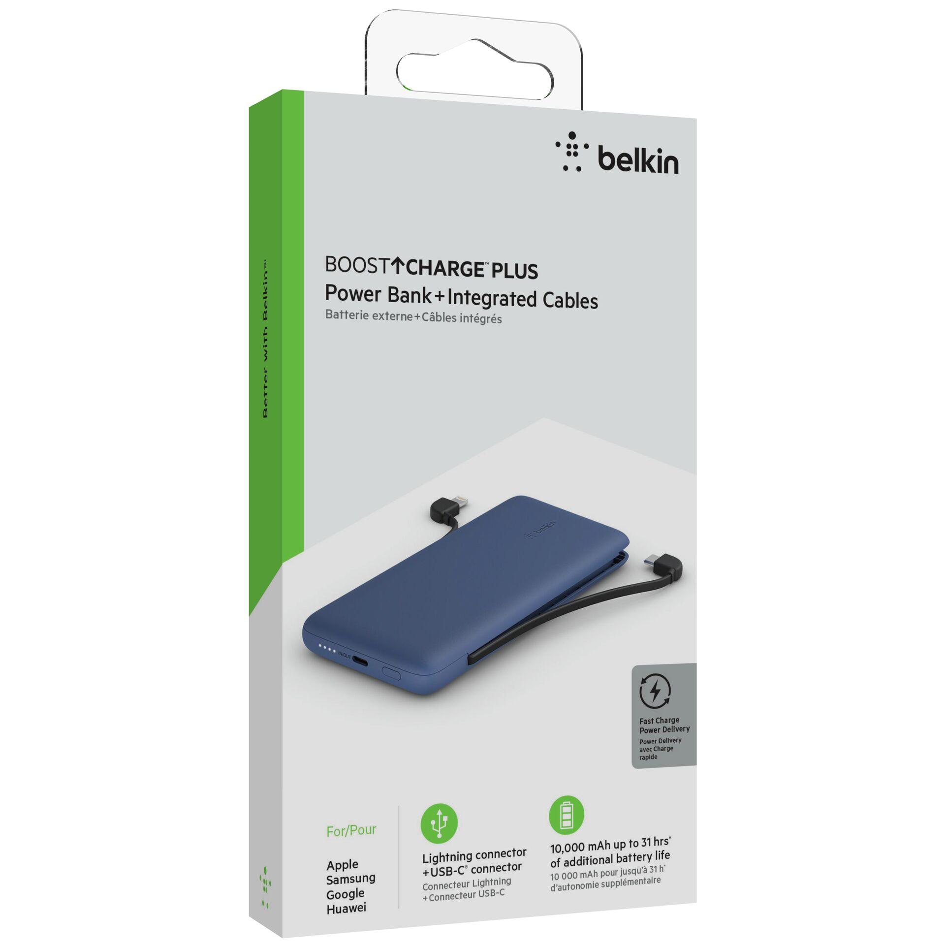 Belkin Power Bank 18W 10.000mAh USB-C+Light.cab.blue BPB006B