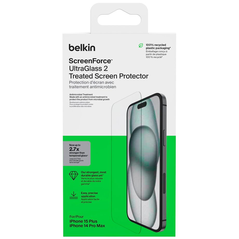 Belkin Screenforce UltraGlass2 antiba.iPhone 15 Plus /14 Pro