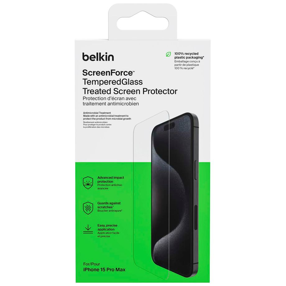 Belkin Screenforce Tempered Gl. antib.iPhone 15 Pro Max OVA1