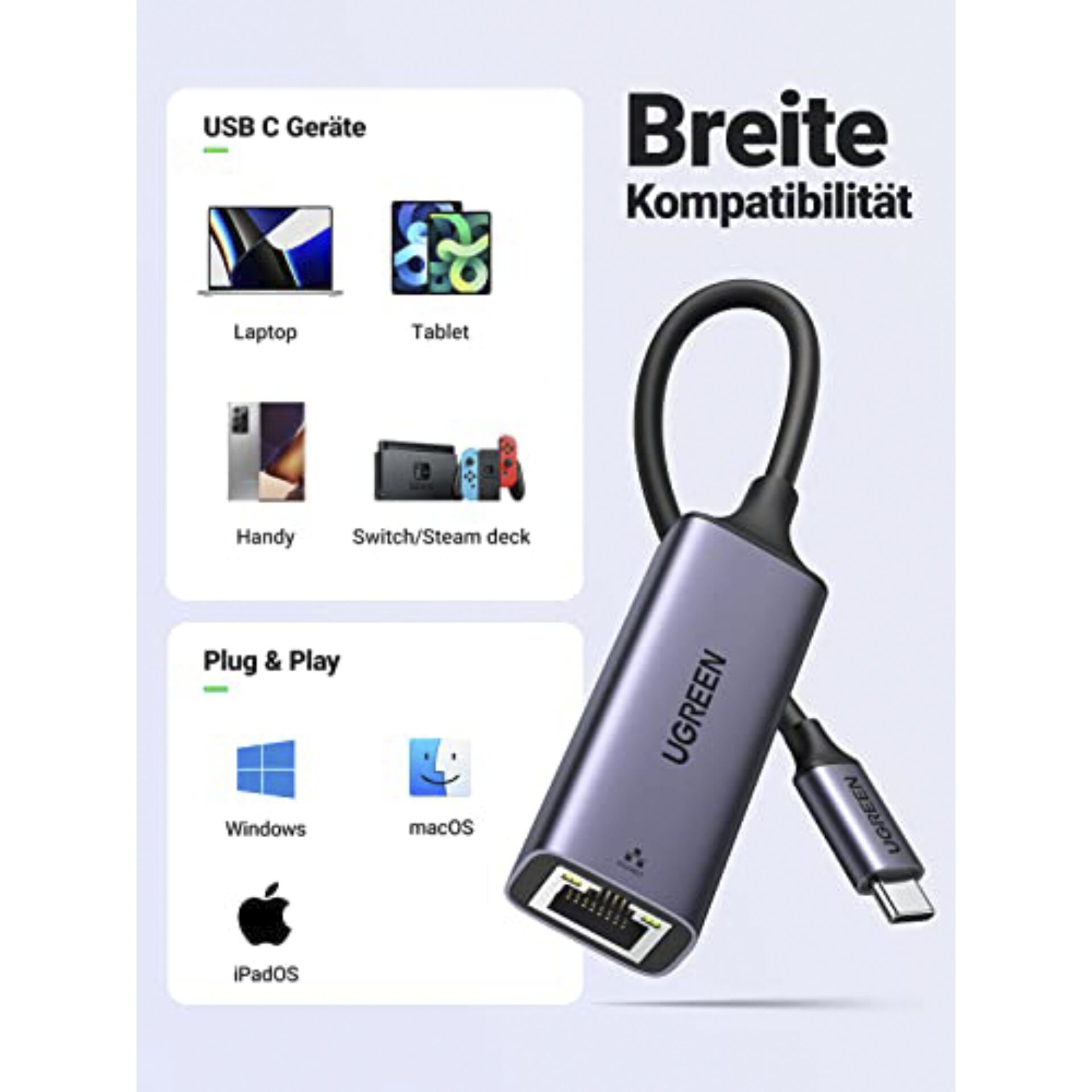 UGREEN USB-C 3.1 GEN1 To Gigabit Ethernet adatt.