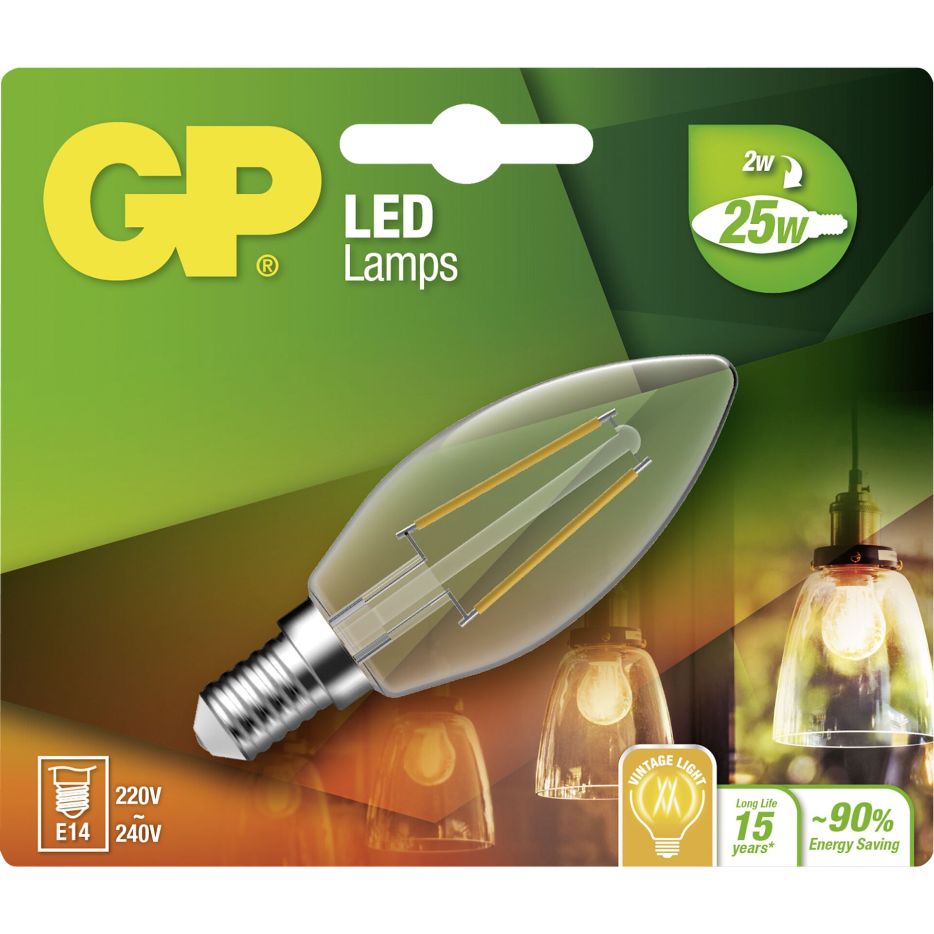 GP Lighting filamento candela E14 2W (25W)  250 lm