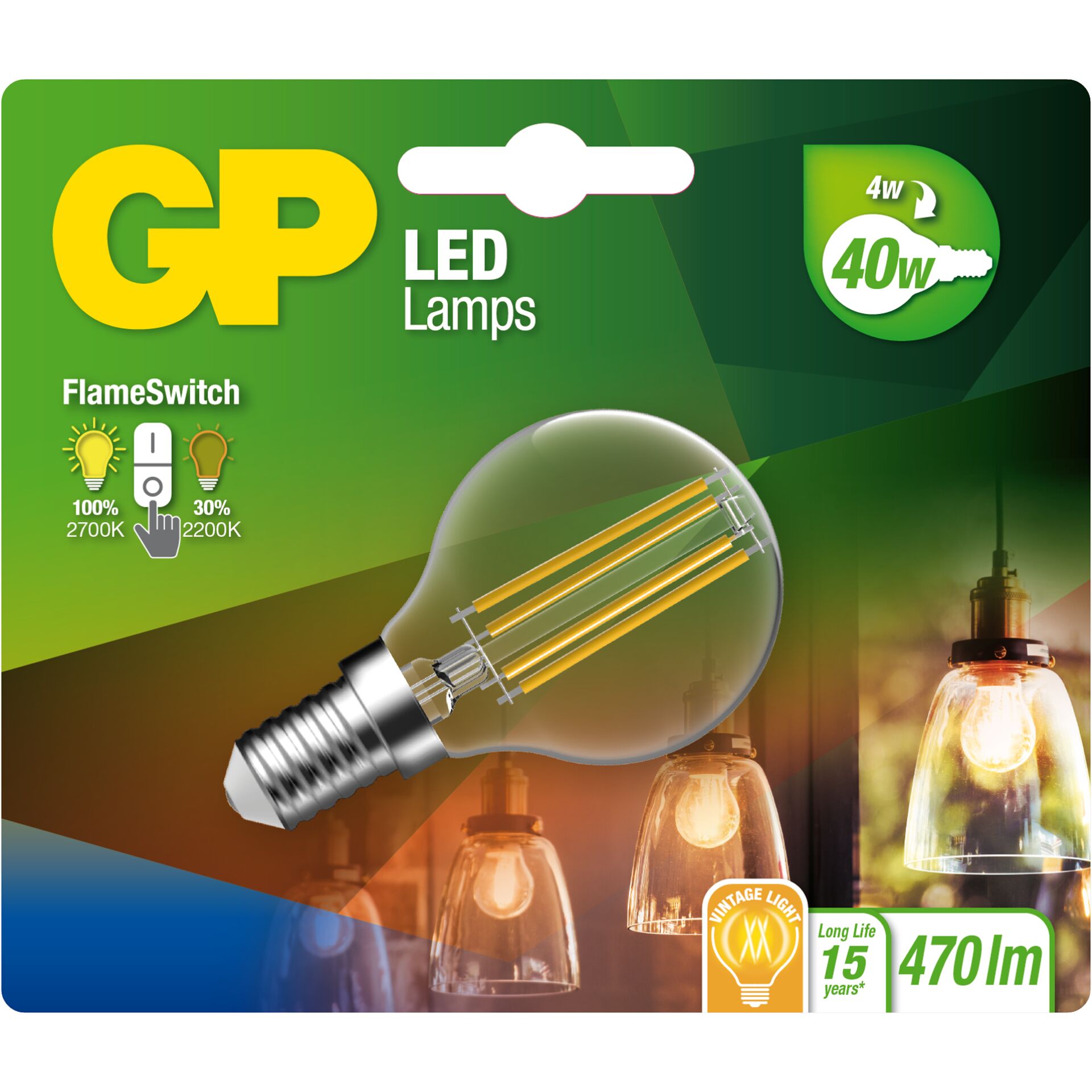 GP Lighting LED FlameSwitch E14 4W (40W) 470 lm        GP 08