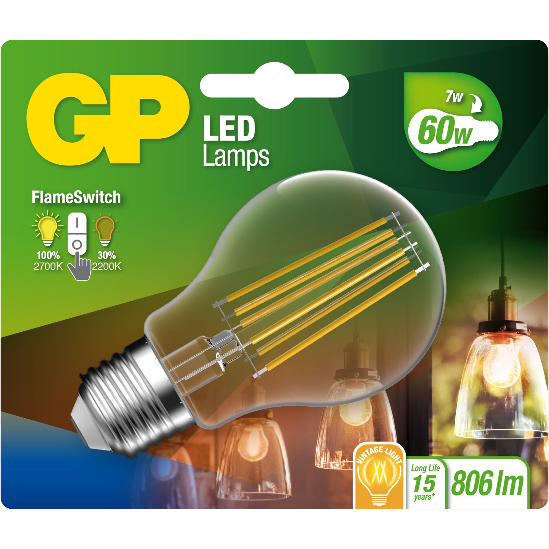 GP Lighting LED FlameSwitch E27 7W (60W) 806 lm        GP 08