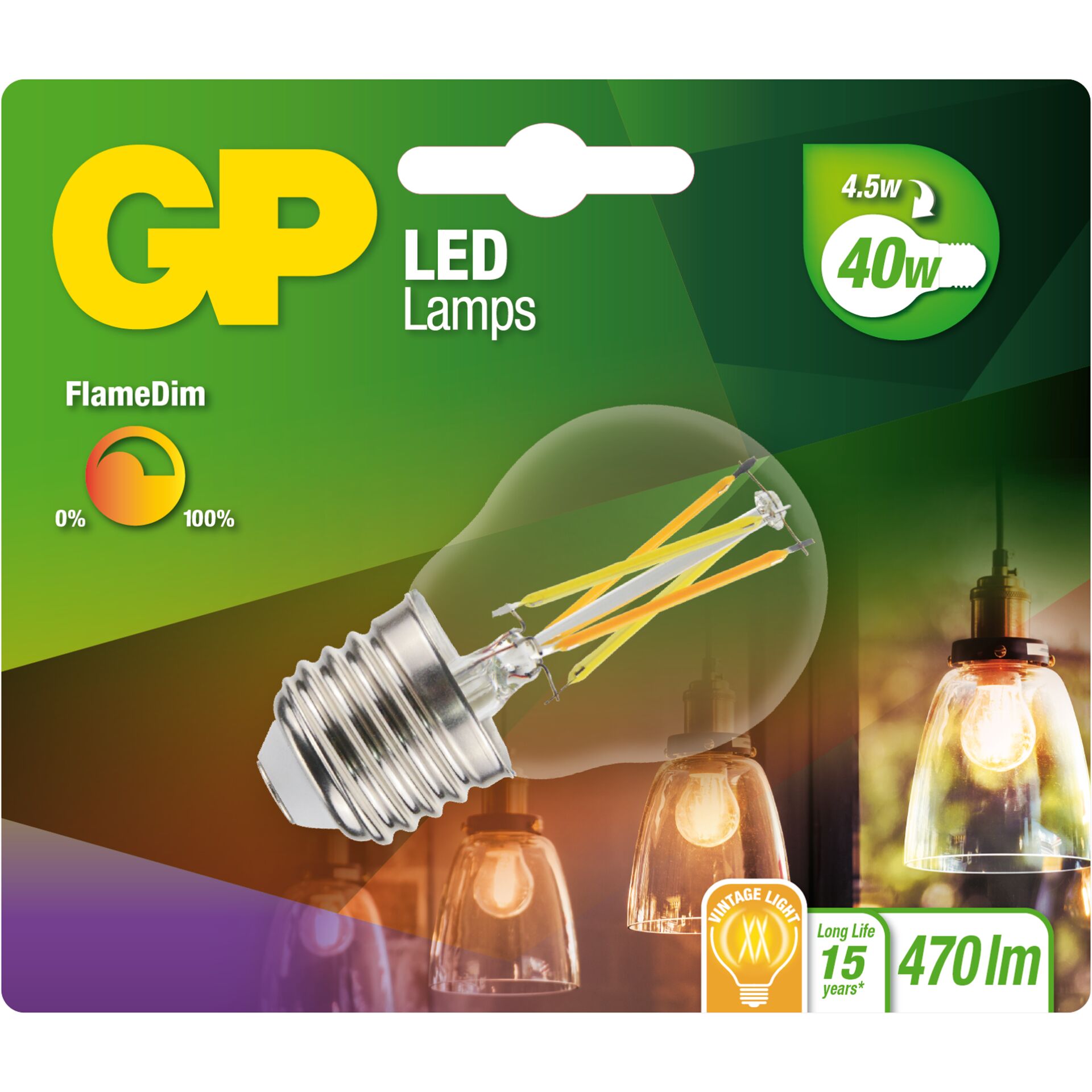 GP Lighting LED FlameDim E27 4W (40W) 470 lm        GP 08546