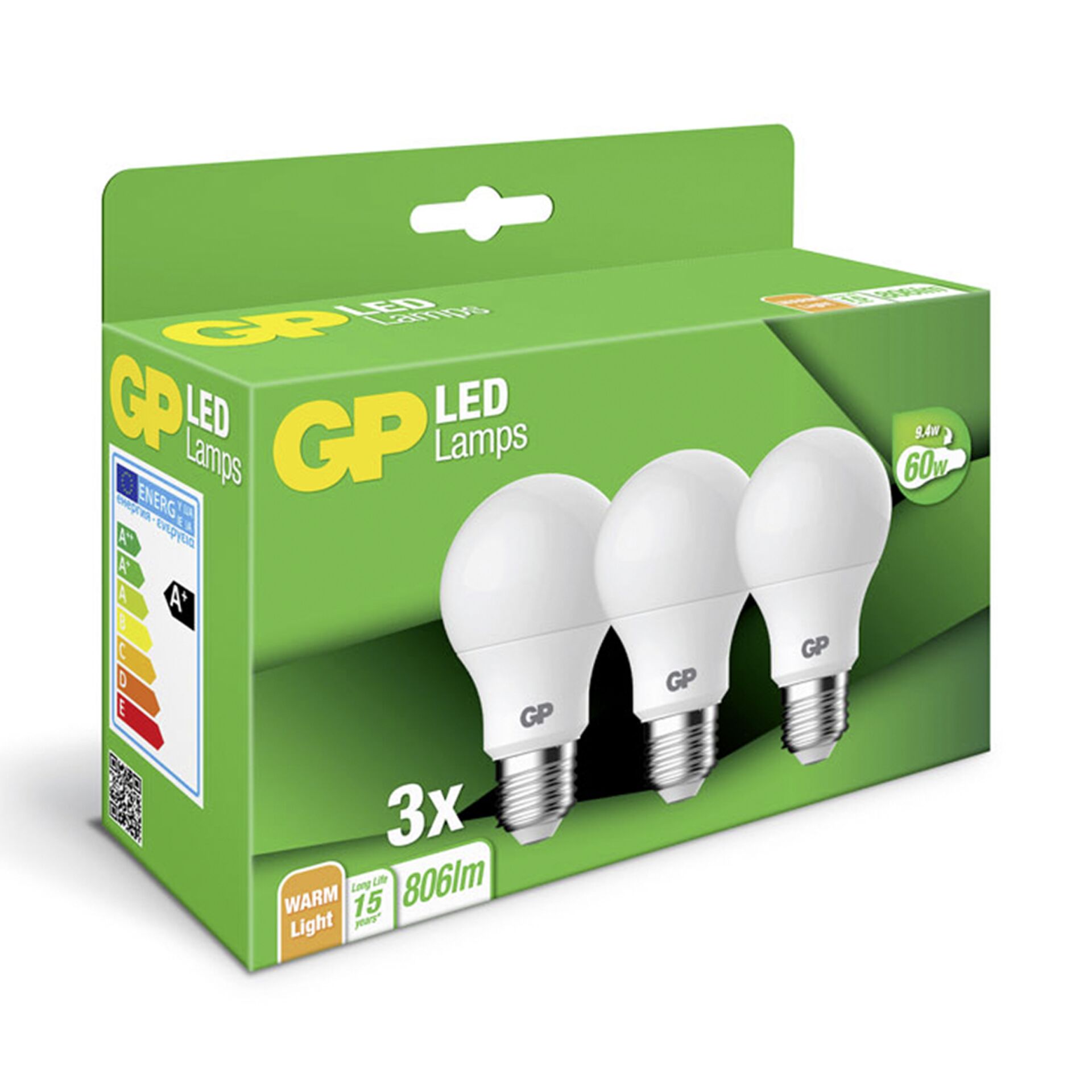 1x3 GP Lighting LED Classic E27 8,6W (60W Ersatz)      GP 08
