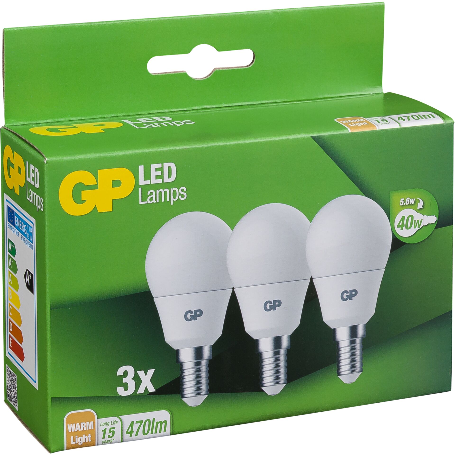 1x3 GP Lighting A45 Mini Globe E14, 5,6W (40W) 470lm  GP 087