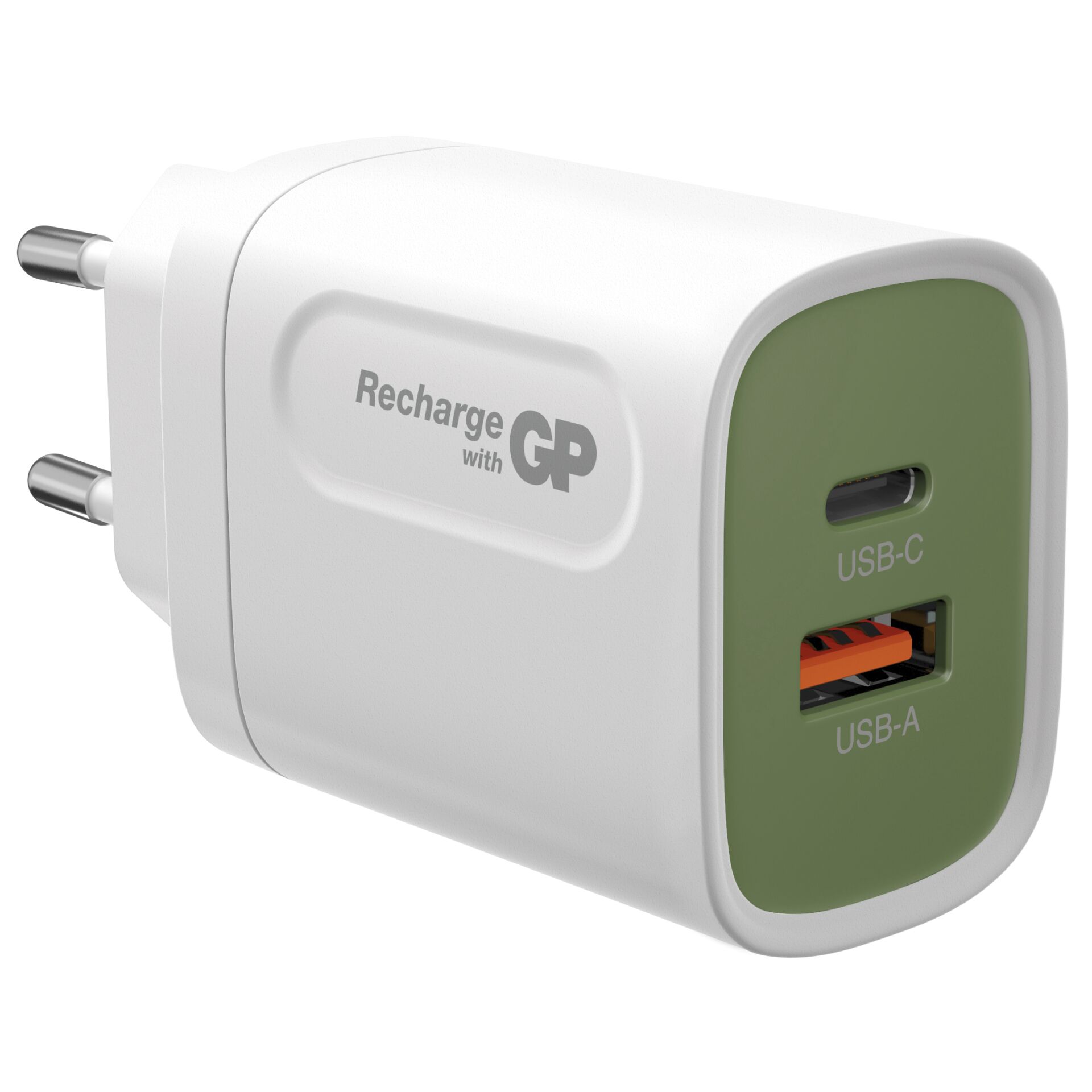 GP 20W USB-A & USB-C spina ric. incl. adatt. per EU,CN e UK