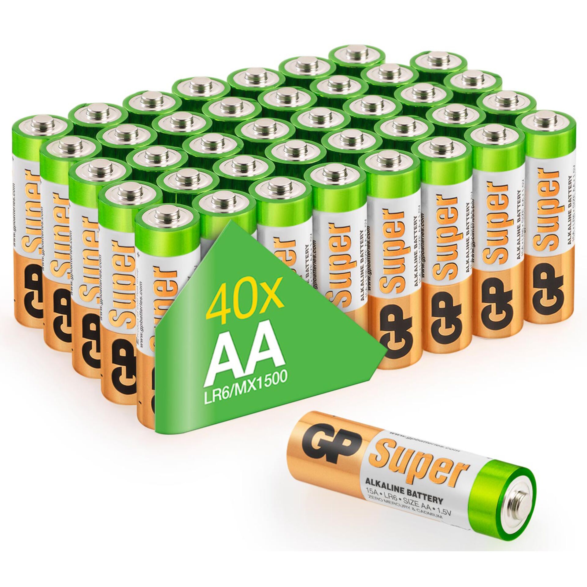 1x40 GP Super Alkaline AA Mignon batterie Blister 030E15AS40