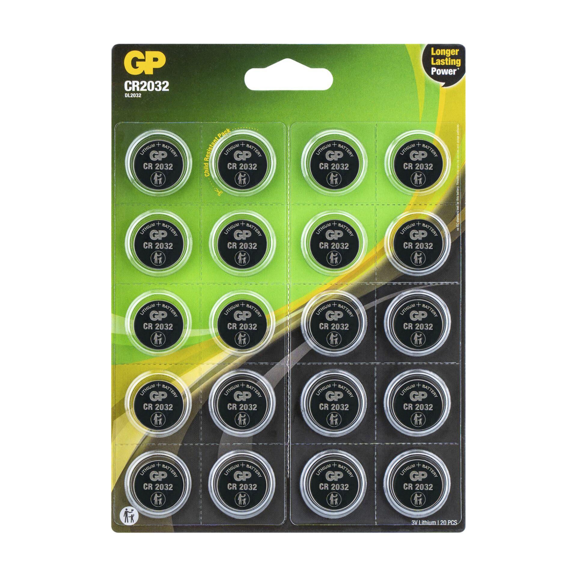 1x20 GP CR 2032 Lithium 3V 20 pz. batt. bottone 0602032C20