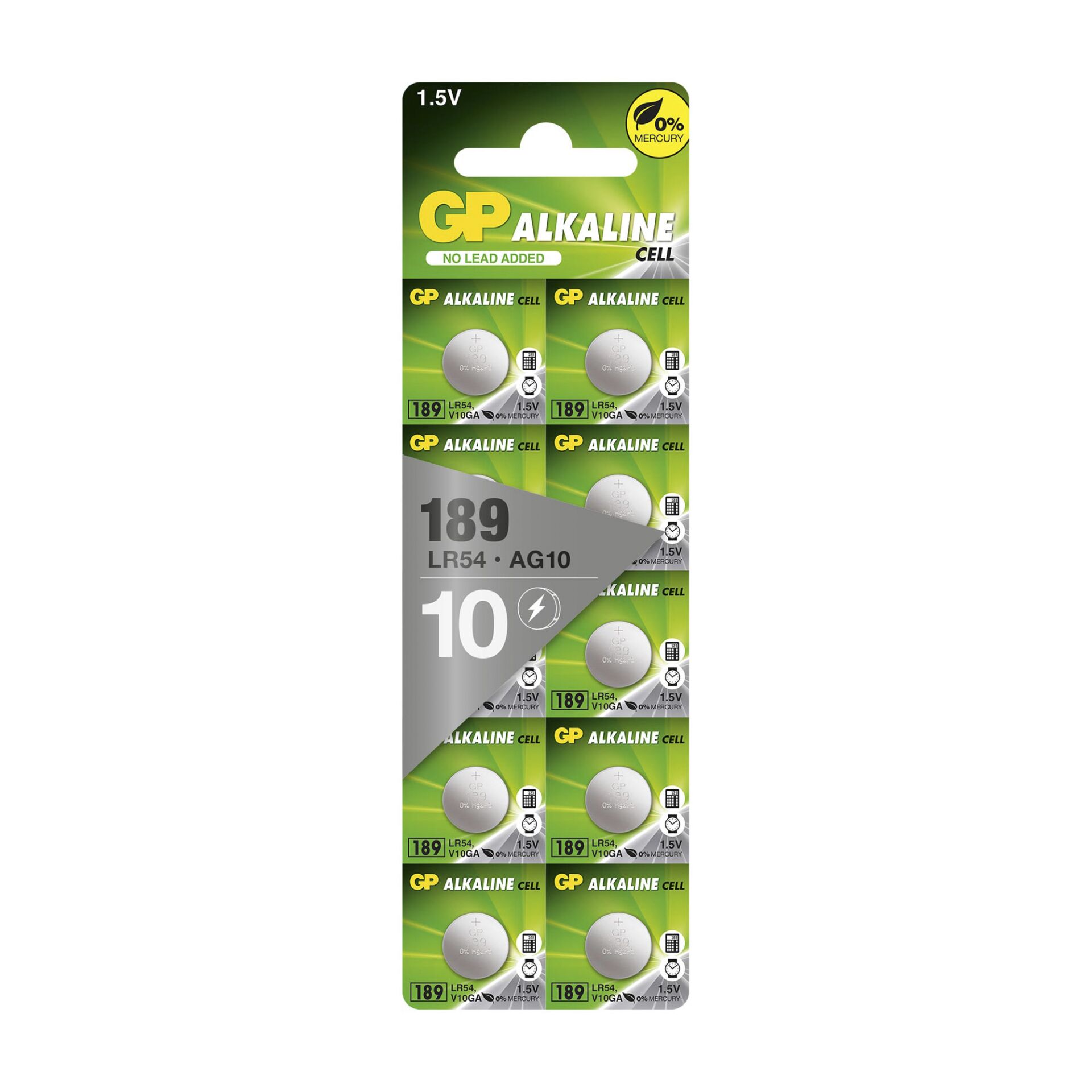 1x10 GP LR54/V10GA Alkaline 1,5V 10 pz. batt. bottone 050189