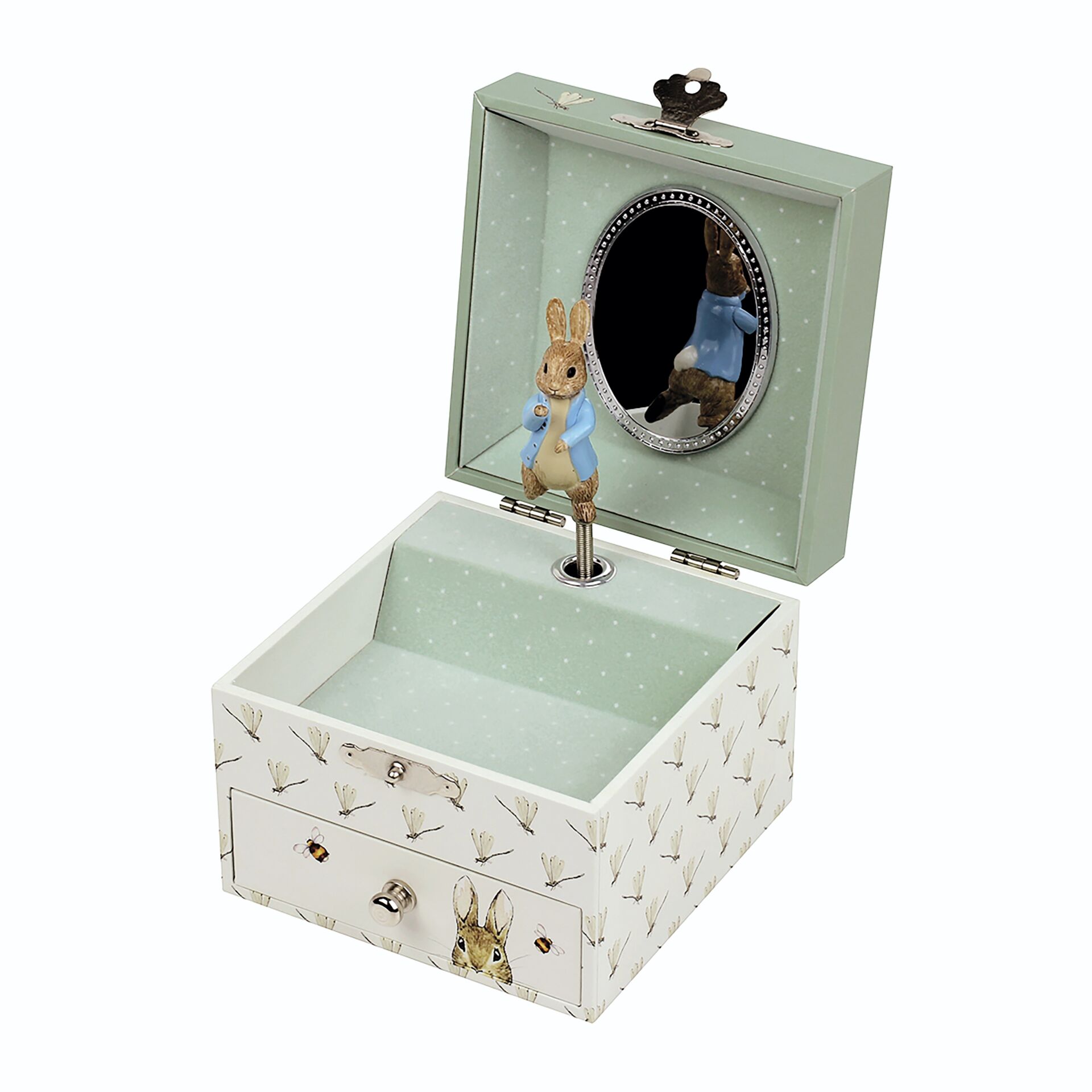 Trousselier Music Box with Drawer, Peter Rabbit, Dragonfly
