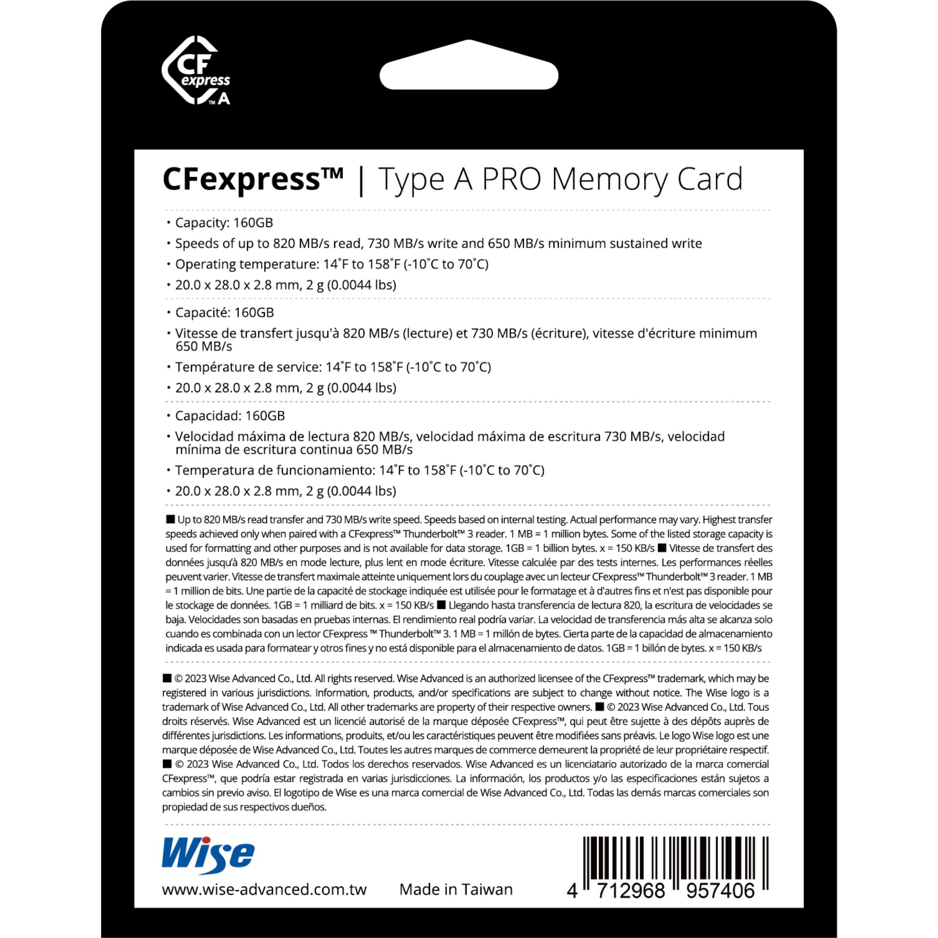 Wise CFexpress Type A PRO  160GB WI-CFX-A160P